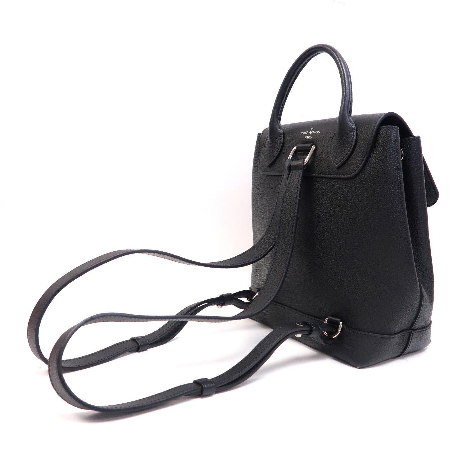LOUIS VUITTON 【激減優惠】牛皮皮革Lock Me Backpack銀扣背包黑色