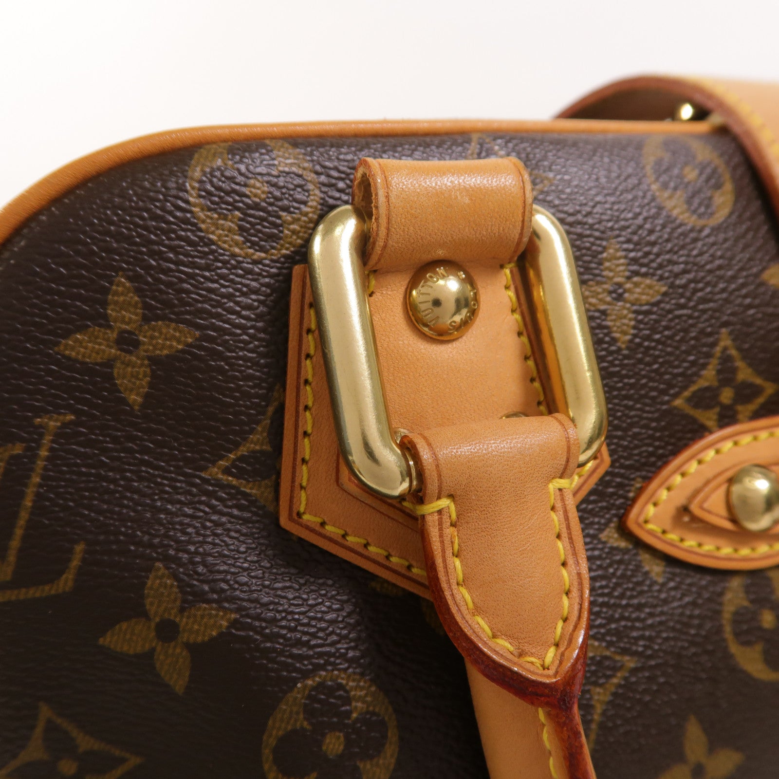 LOUIS VUITTON Monogram Manhattan GM金扣手挽袋棕色