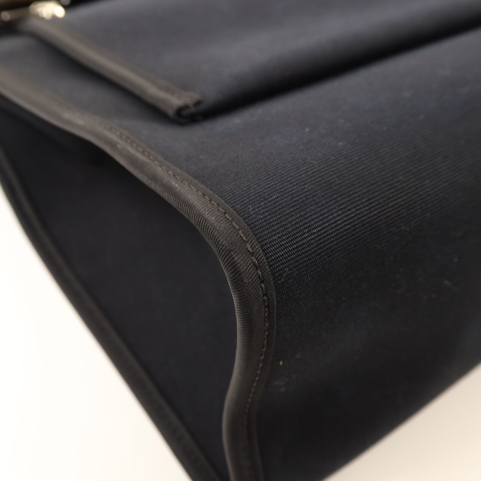 HERMES 帆布Herbag PM銀扣手挽肩背兩用袋Noir