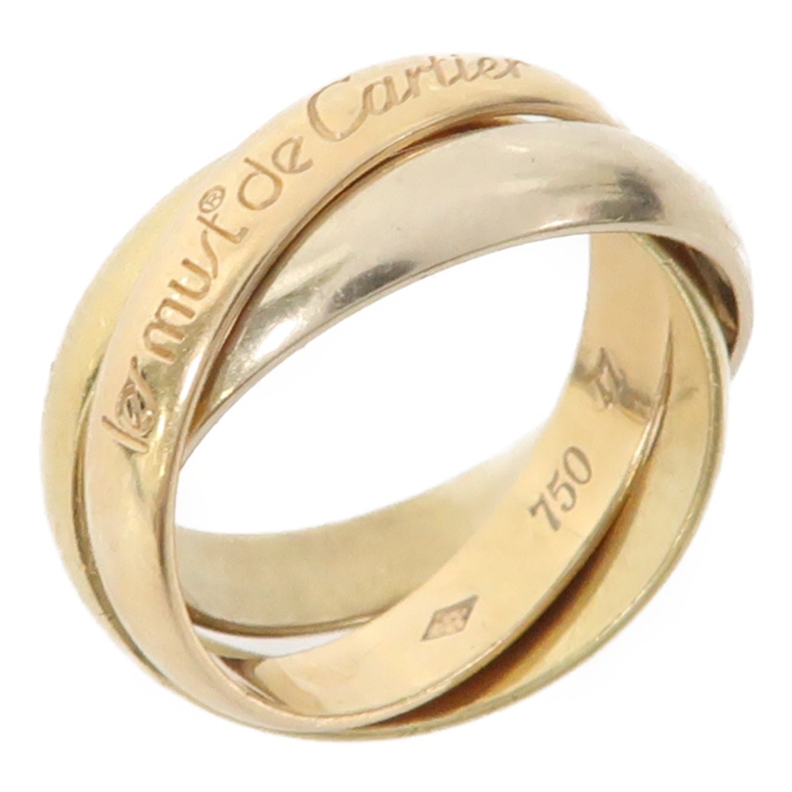 CARTIER 18K黃金/白金/玫瑰金Trinity戒指Cartier#47/US#4