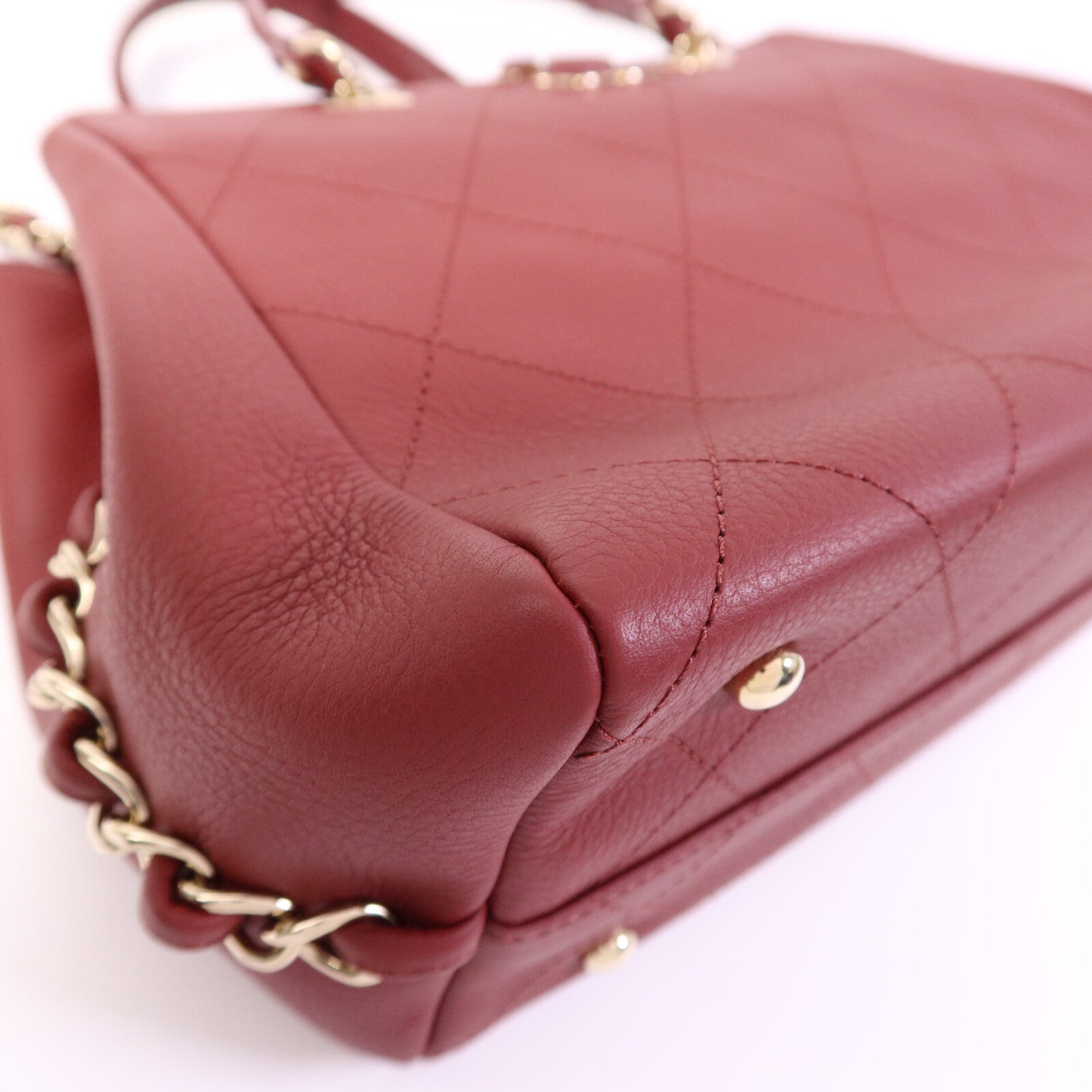 CHANEL 牛皮皮革2 Way Shoulder Bag金扣鏈帶肩背袋