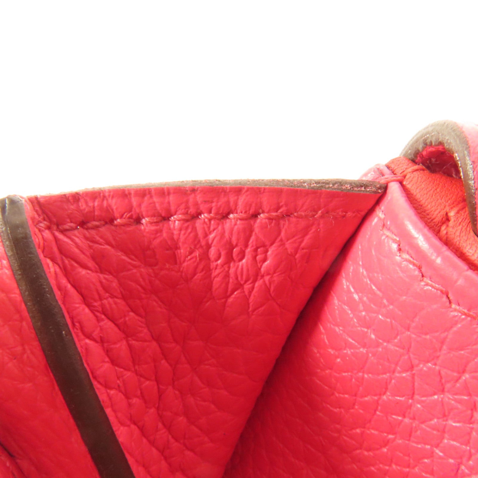 HERMES Clemence皮革Halzan 25銀扣手挽肩背兩用袋Rose Extreme