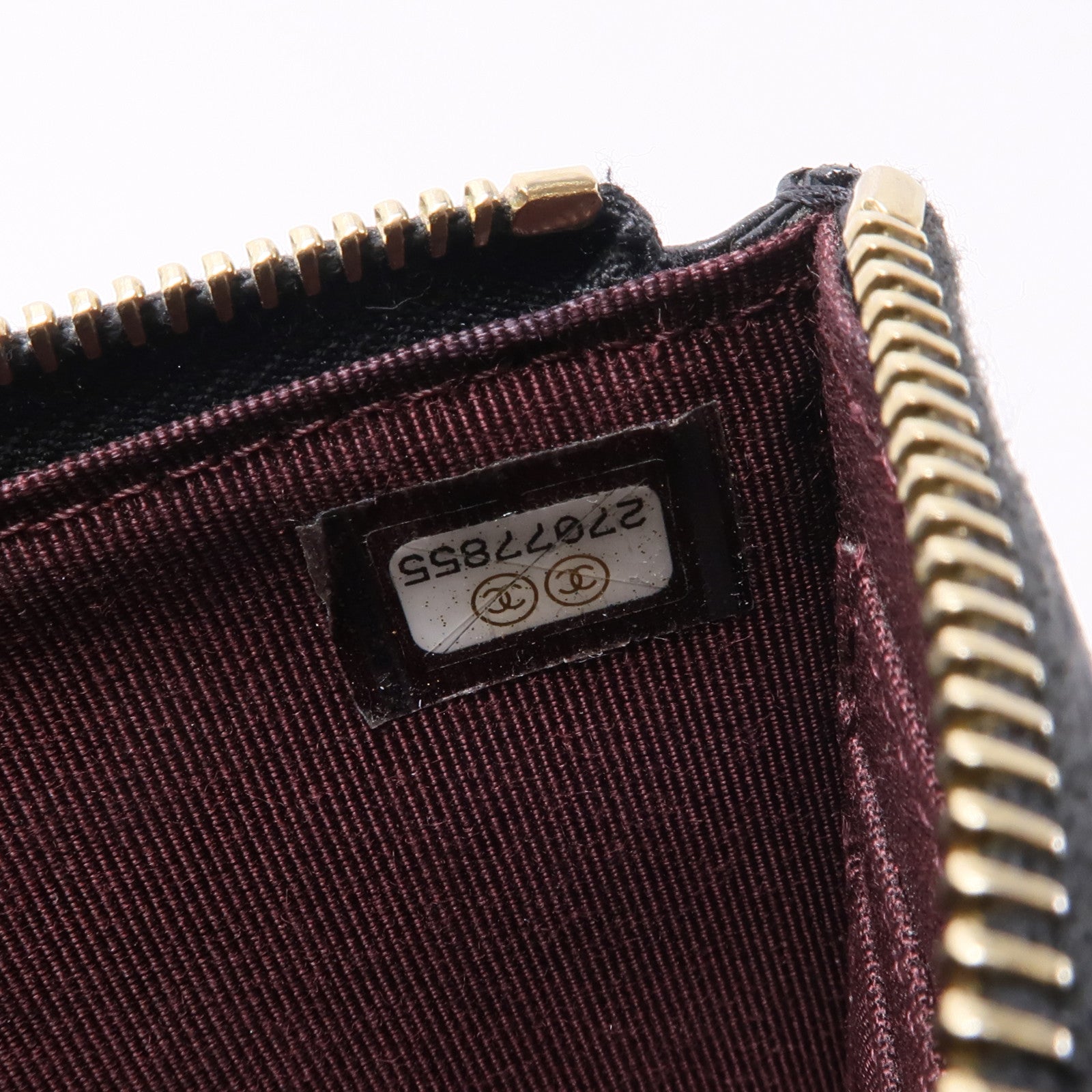 CHANEL 羊皮皮革Long Wallet金扣長錢包黑色