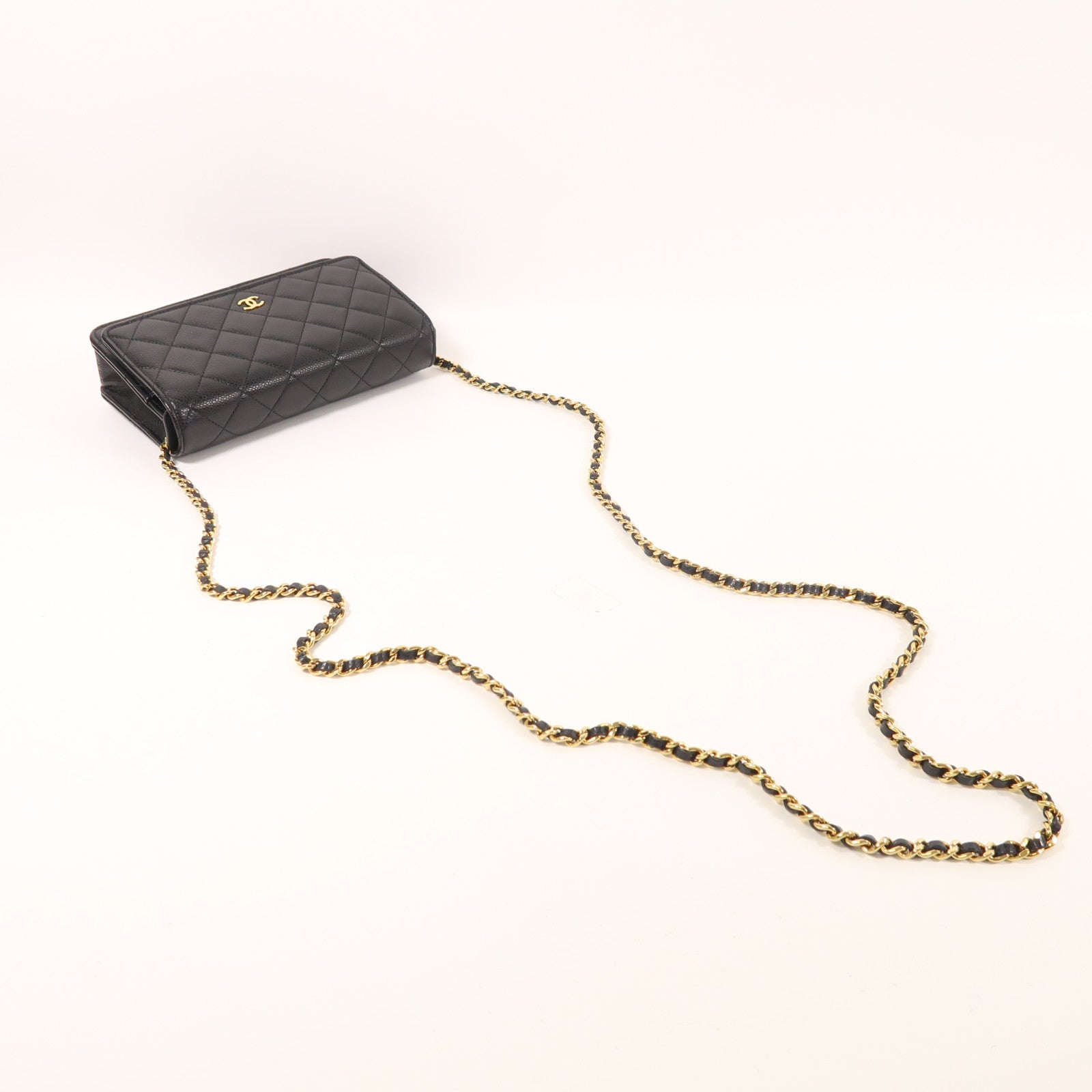 CHANEL 牛皮皮革WOC Wallet On Chain金扣鏈帶肩背袋