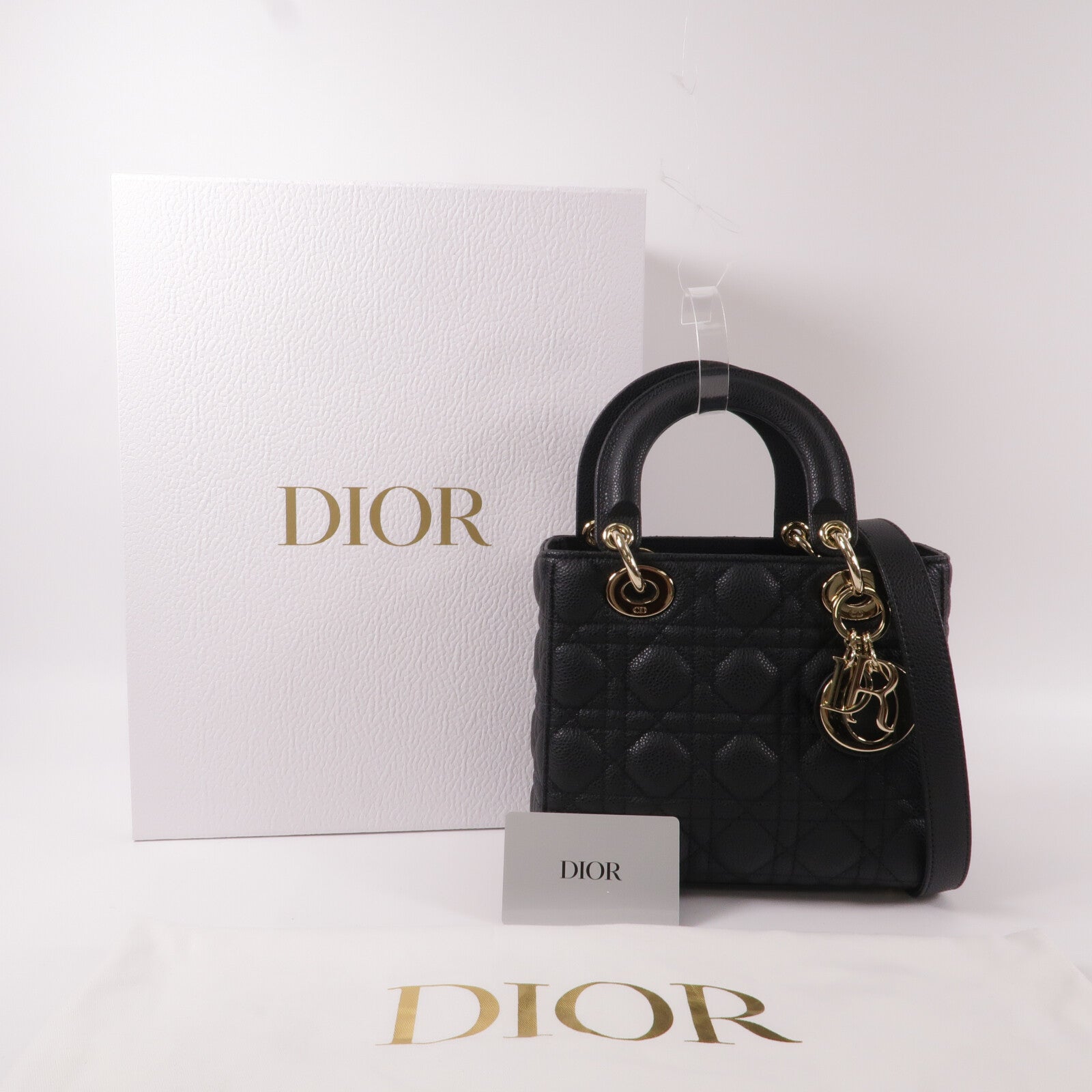 Dior 牛皮皮革Lady Dior Medium手挽肩背兩用袋