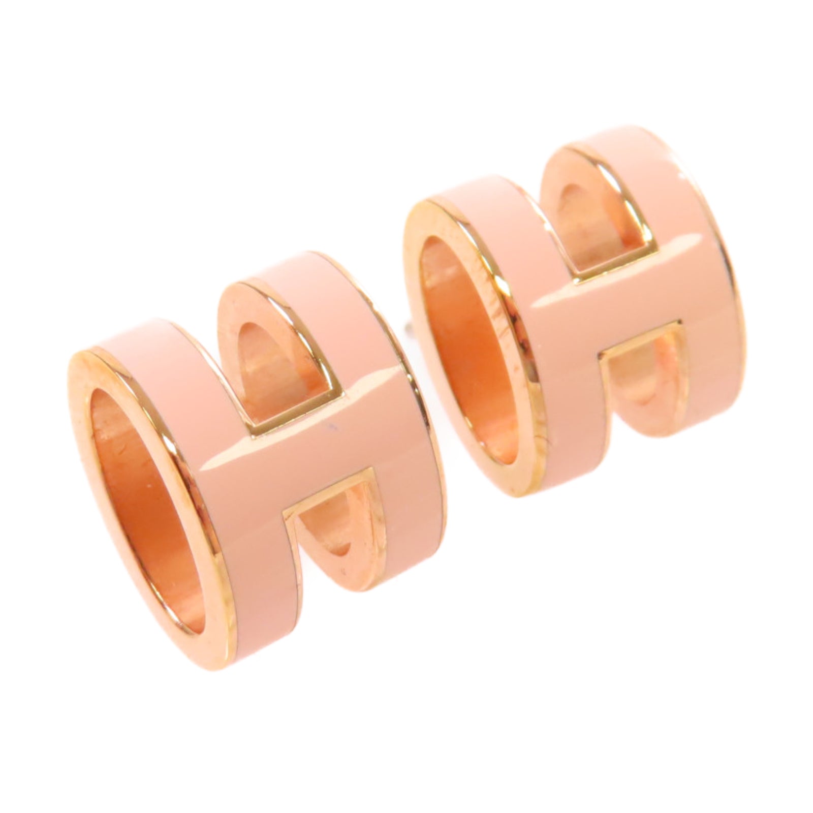HERMES 金屬/琺瑯Pop H Earrings粉紅色