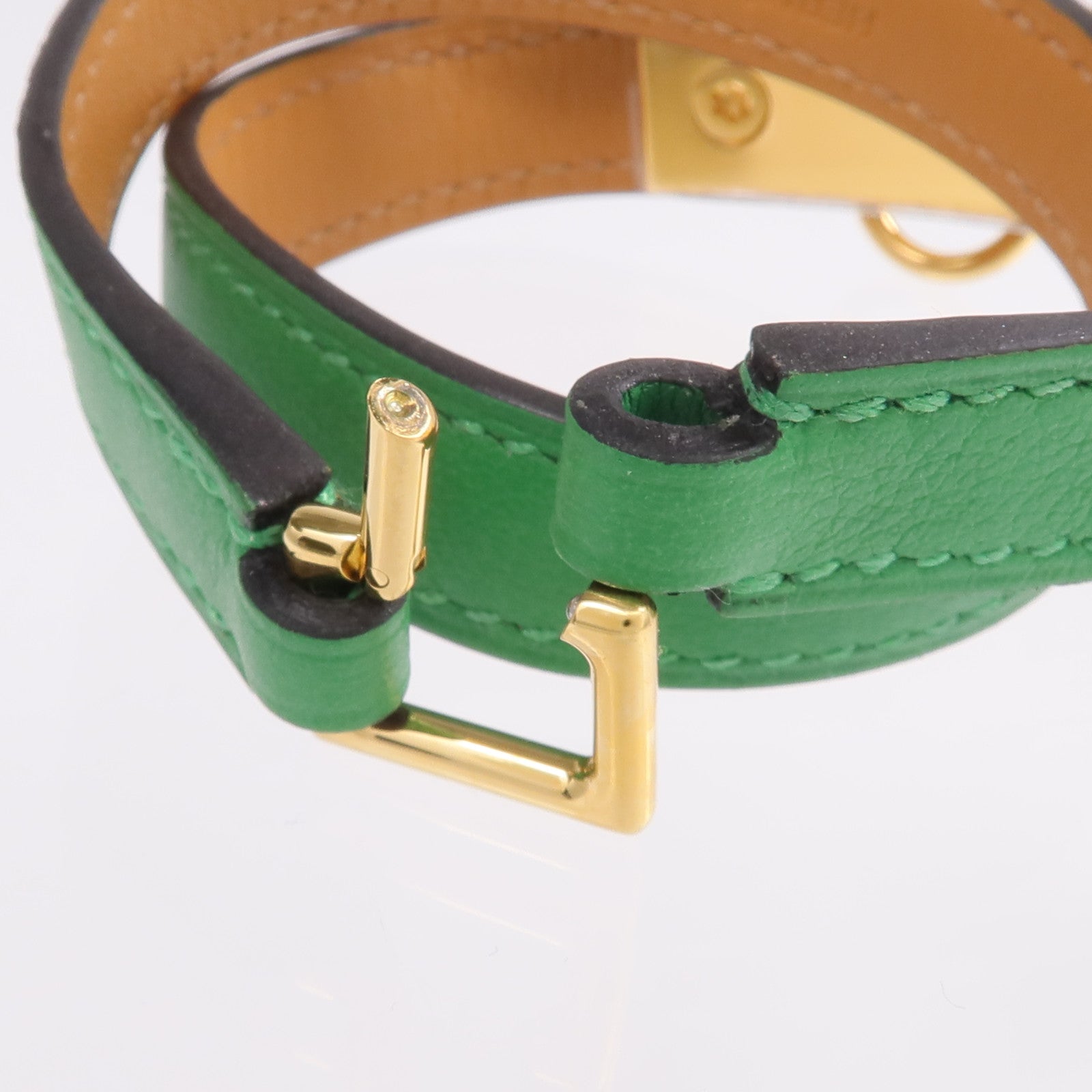 HERMES Swift皮革Rivale Double Tour Bracelet金扣手鏈Menthe