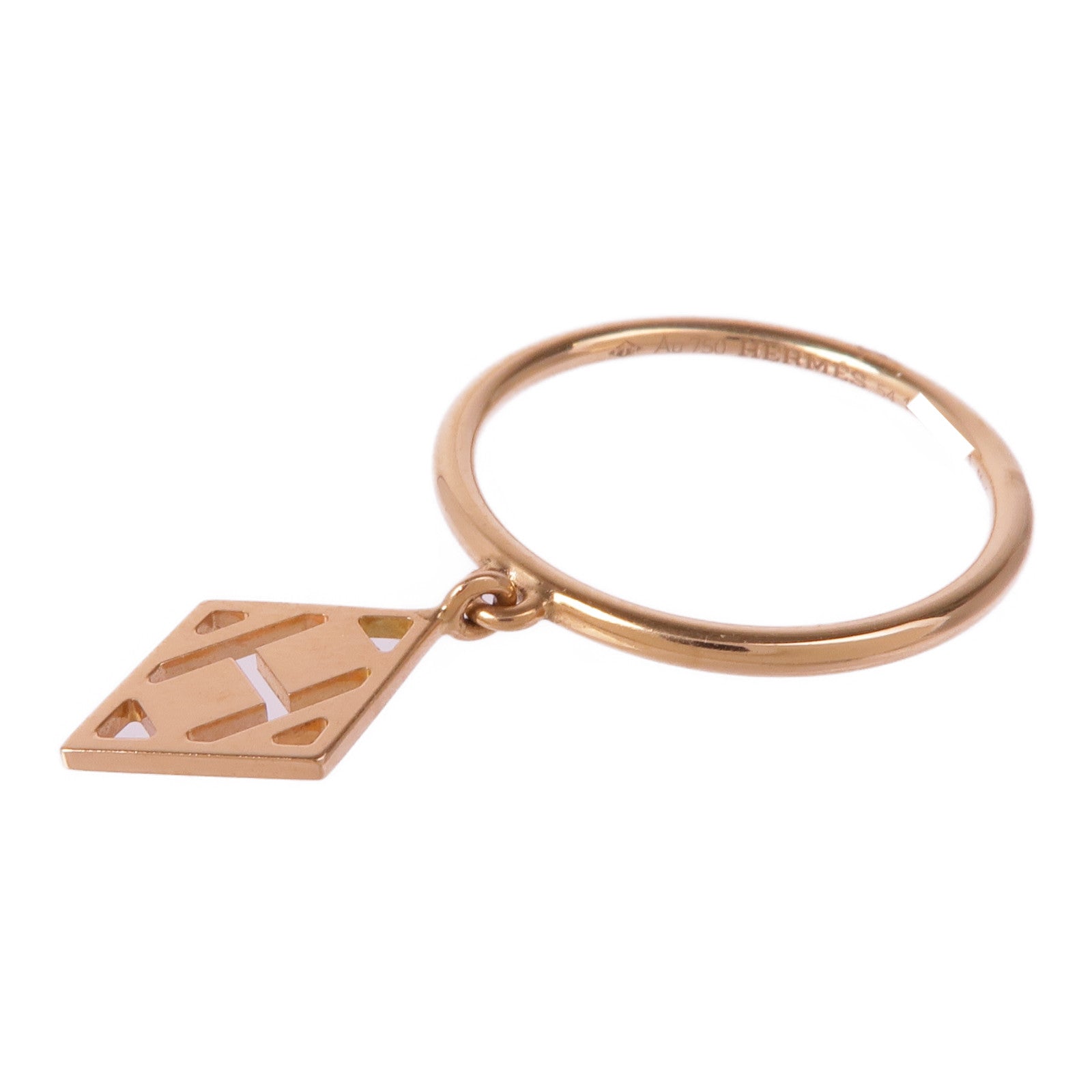 HERMES 18K玫瑰金Gambade H Ring戒指Hermes#54/US#6.75