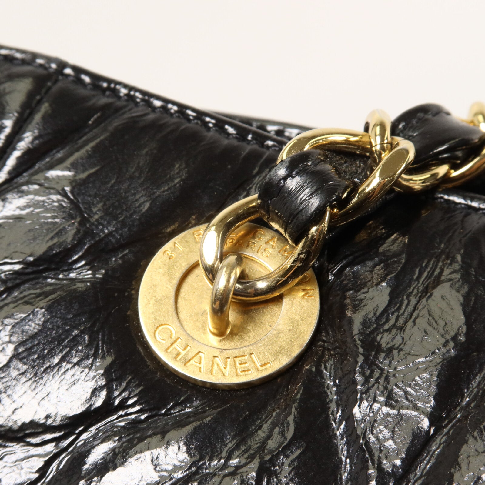 CHANEL 漆皮皮革Chain Shoulder鏈帶肩背袋