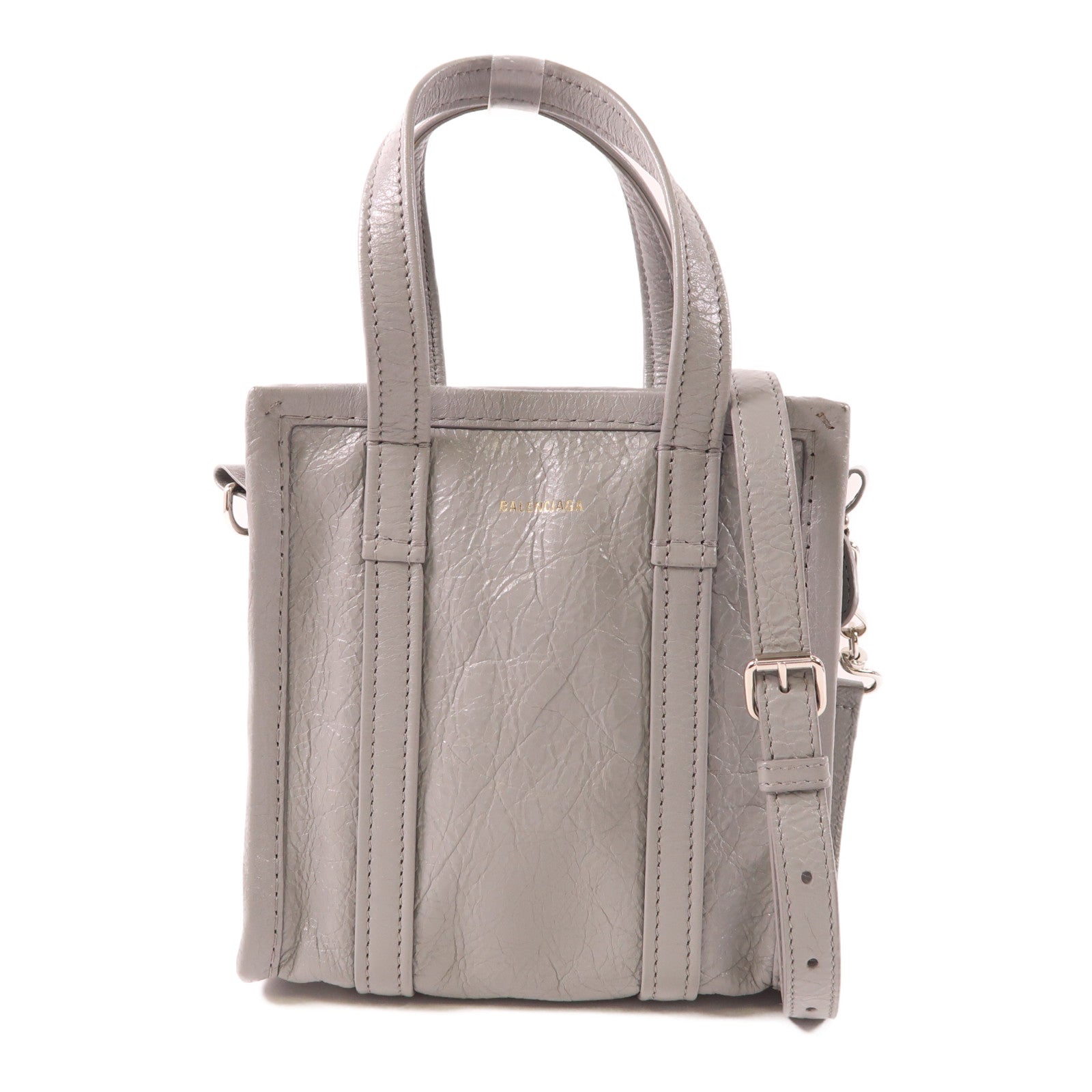 BALENCIAGA 牛皮皮革Bazaar Shopper XXS銀扣手挽肩背兩用袋