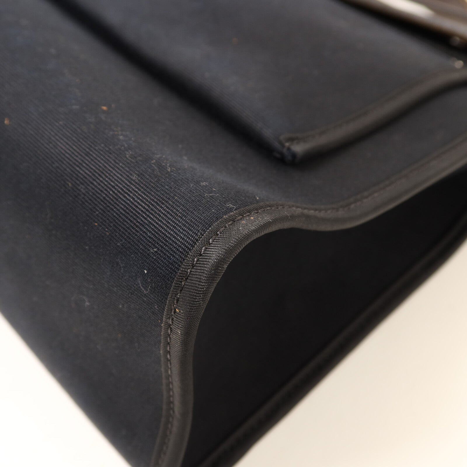 HERMES 帆布Herbag PM銀扣手挽肩背兩用袋Noir