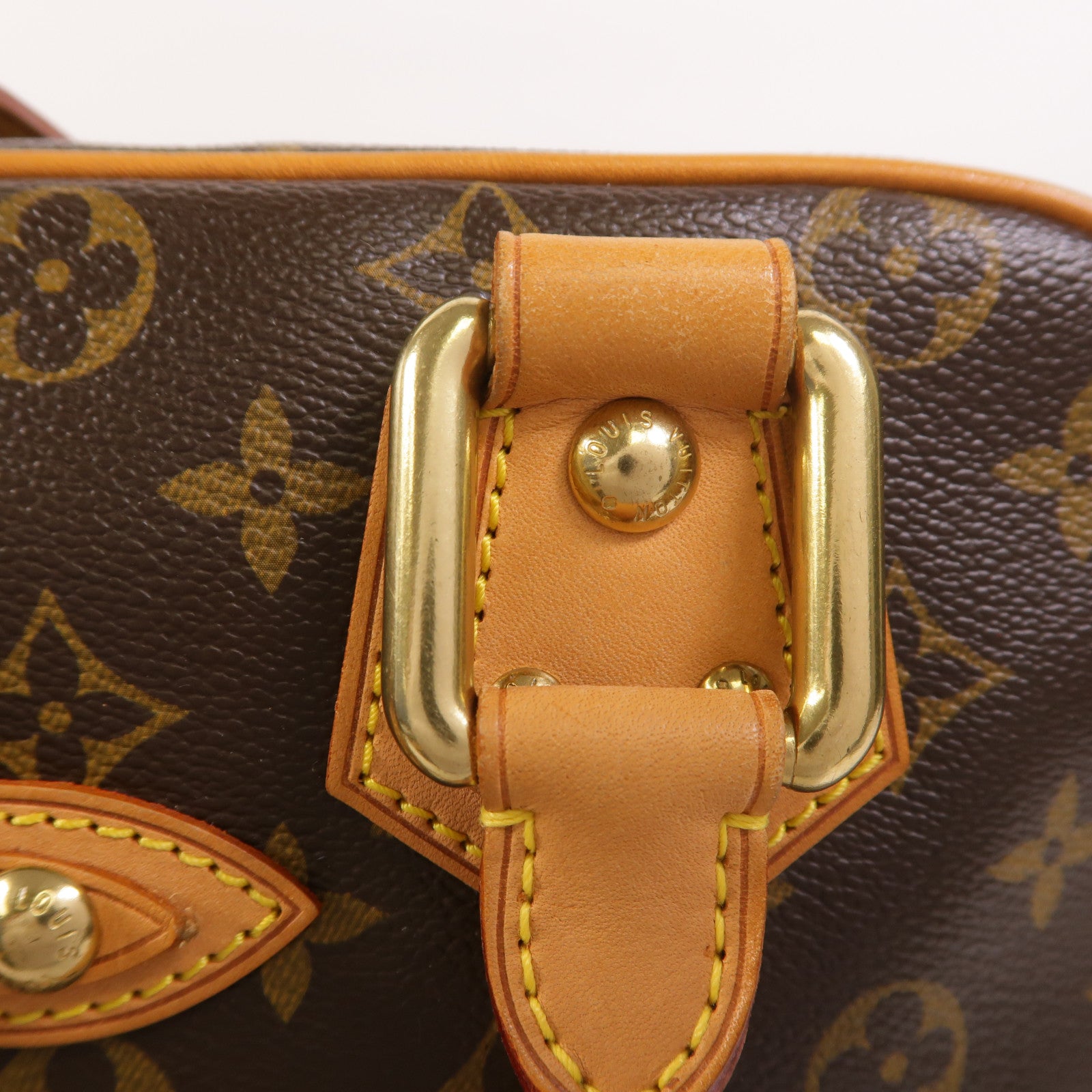 LOUIS VUITTON Monogram Manhattan GM金扣手挽袋棕色