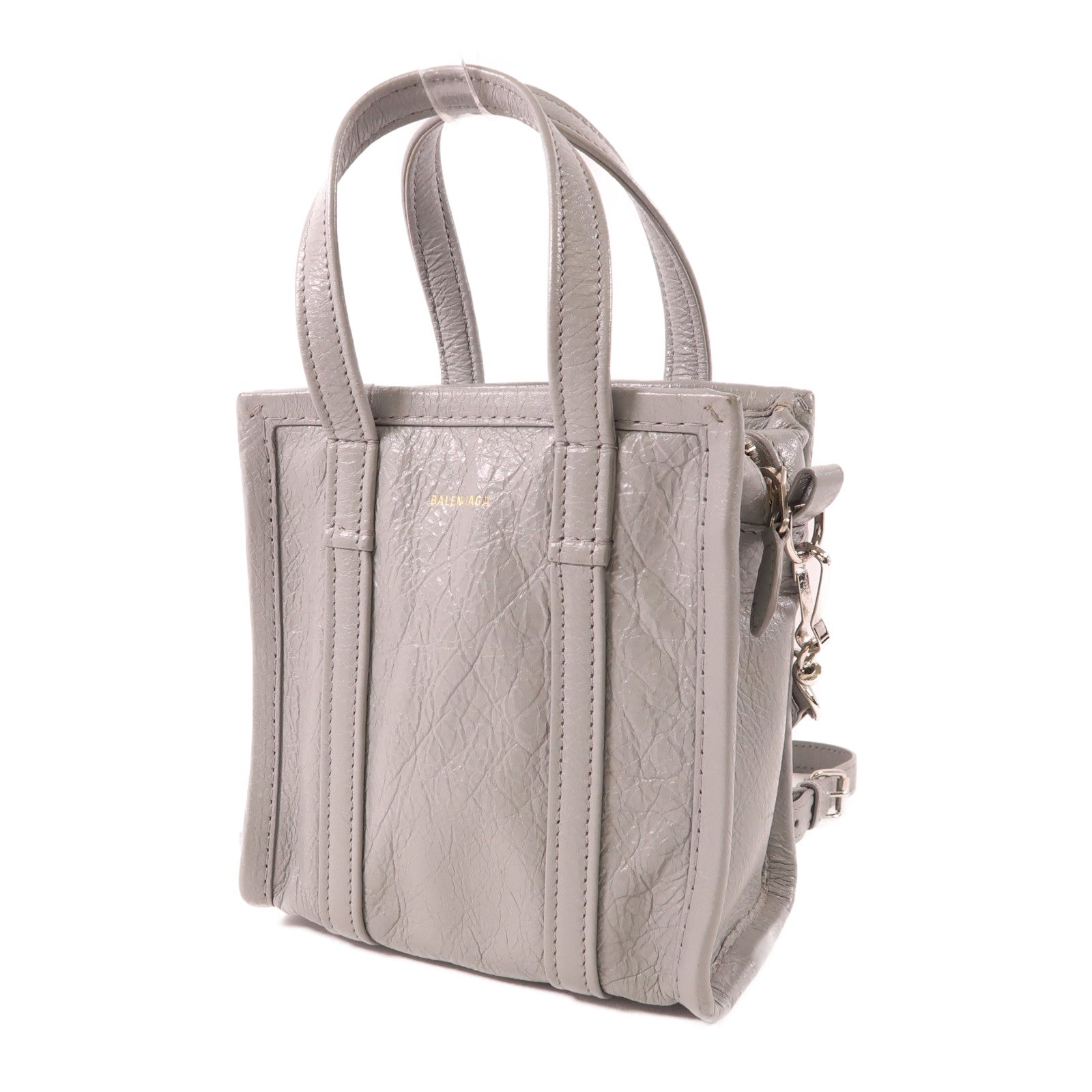 BALENCIAGA 牛皮皮革Bazaar Shopper XXS銀扣手挽肩背兩用袋