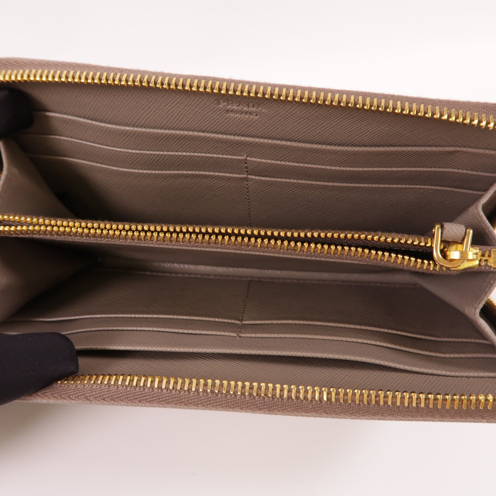 PRADA GHW Zipper Long Wallet  IM0506 Calfskin Leather Brown