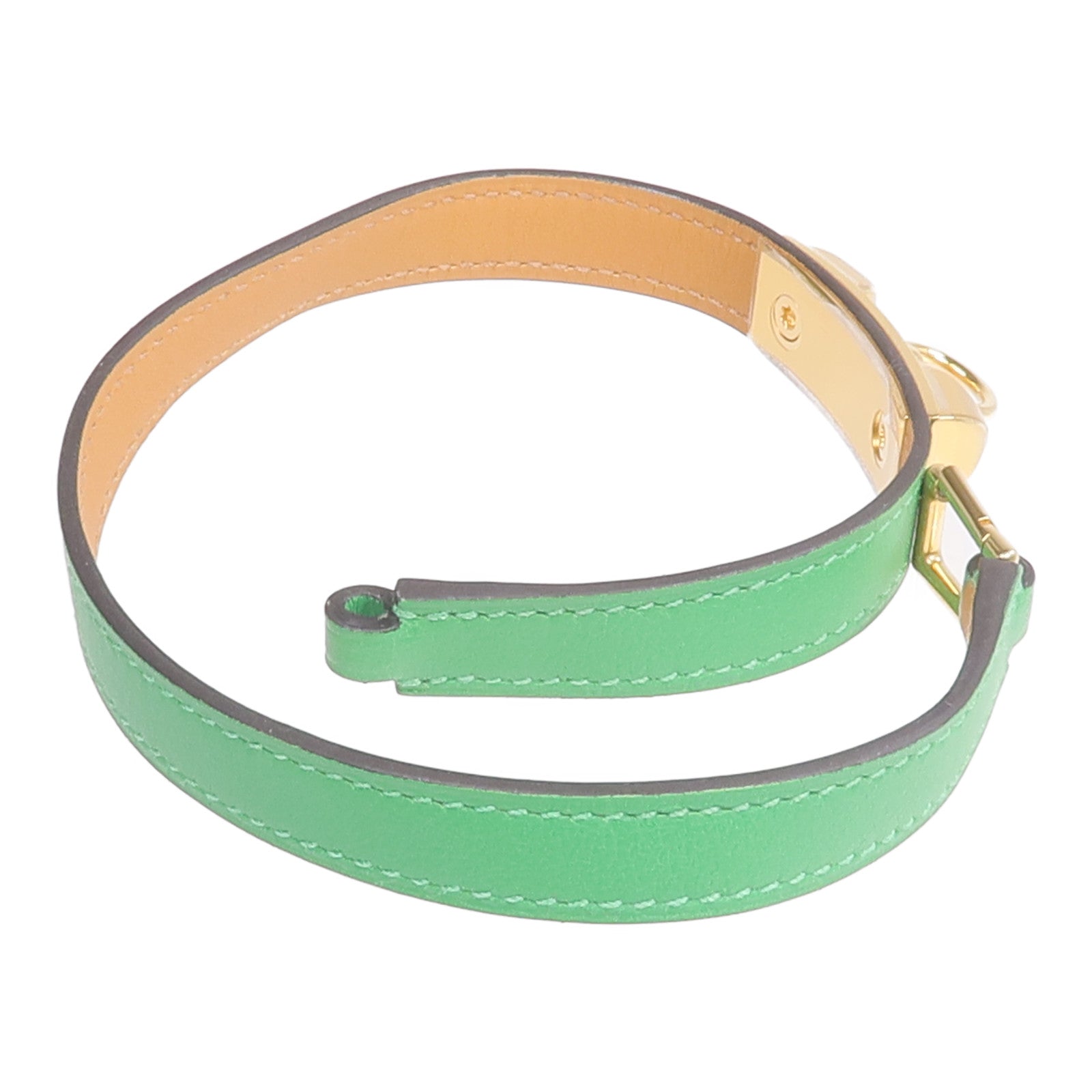 HERMES Swift皮革Rivale Double Tour Bracelet金扣手鏈Menthe