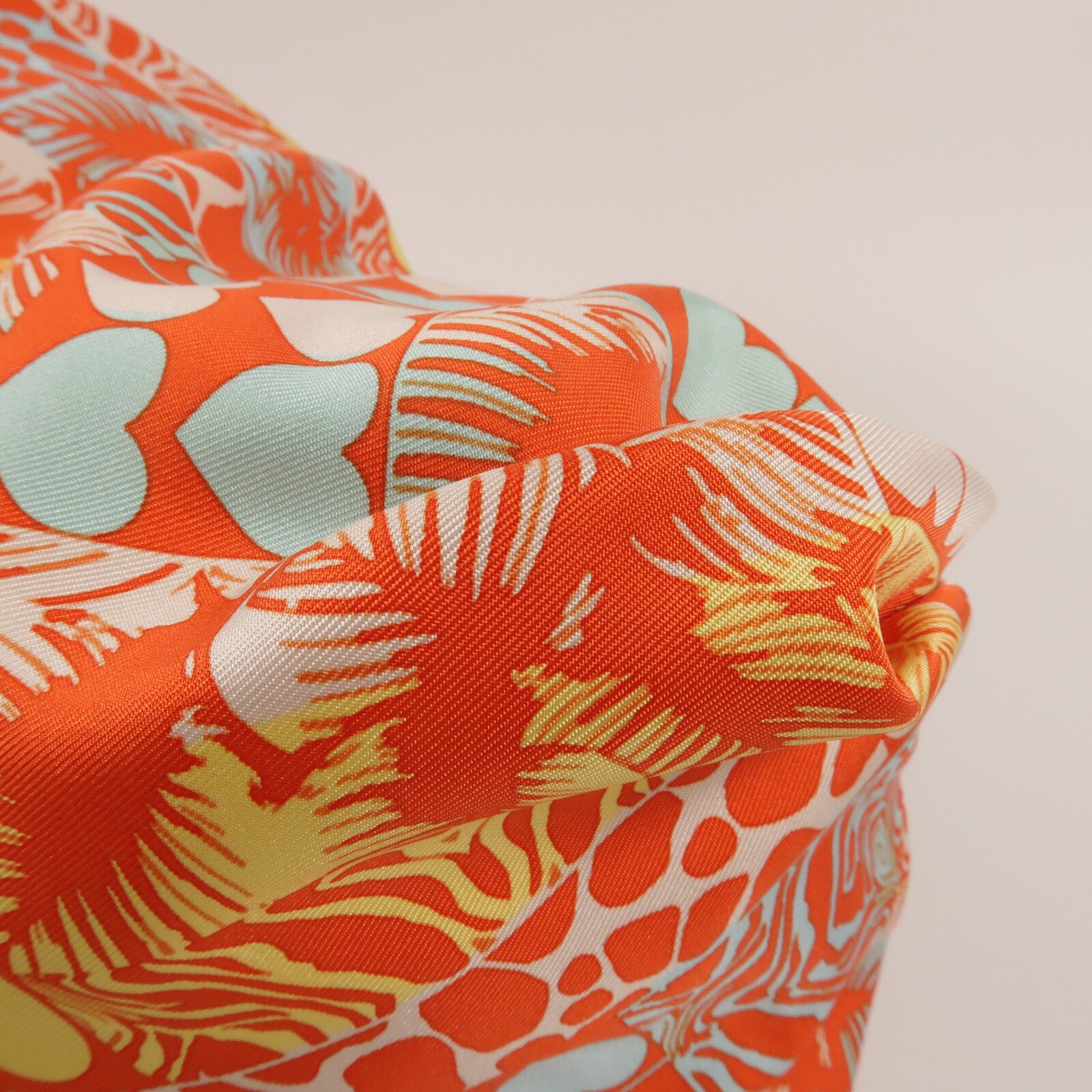 HERMES 絲質Balusoie Bag手挽袋Capucine/Bleu Zephyr