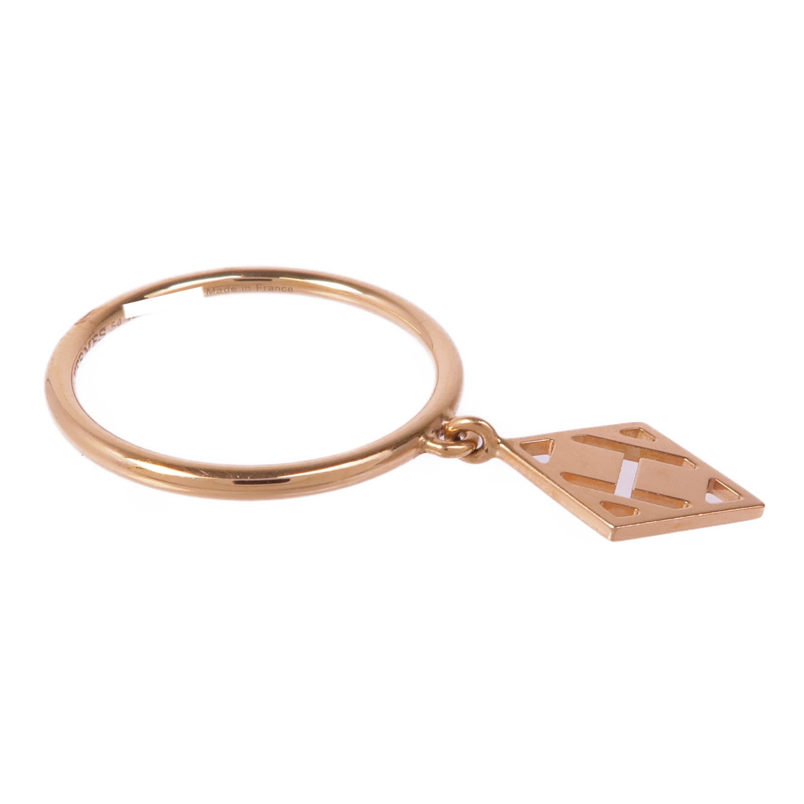 HERMES 18K玫瑰金Gambade H Ring戒指Hermes#54/US#6.75