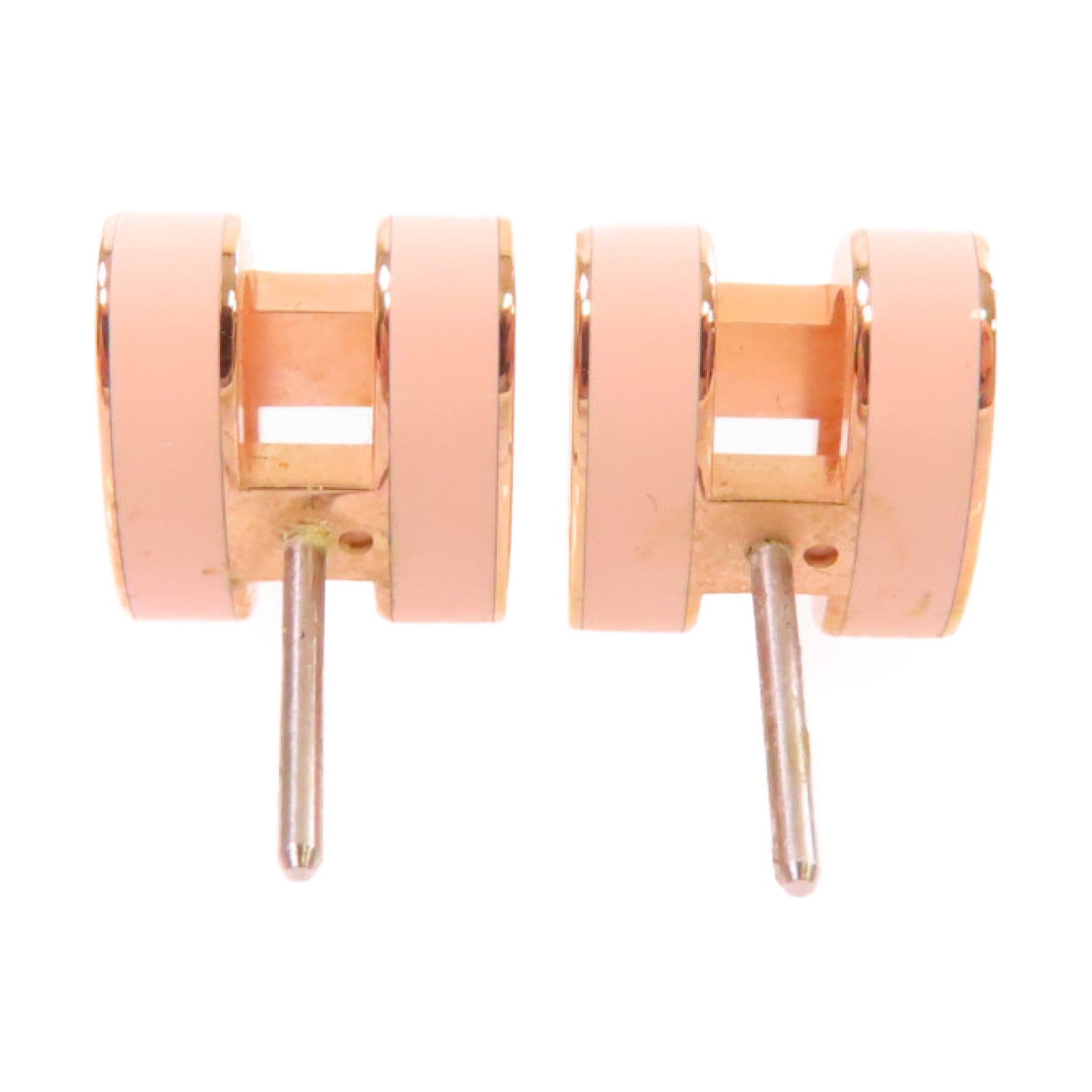 HERMES 金屬/琺瑯Pop H Earrings粉紅色