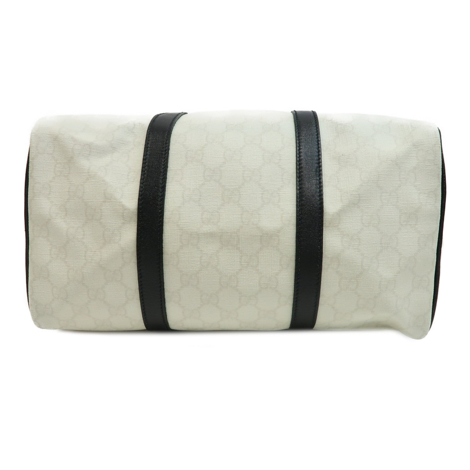 GUCCI 塗層帆布/皮革Handbag金扣手挽袋白色/黑色