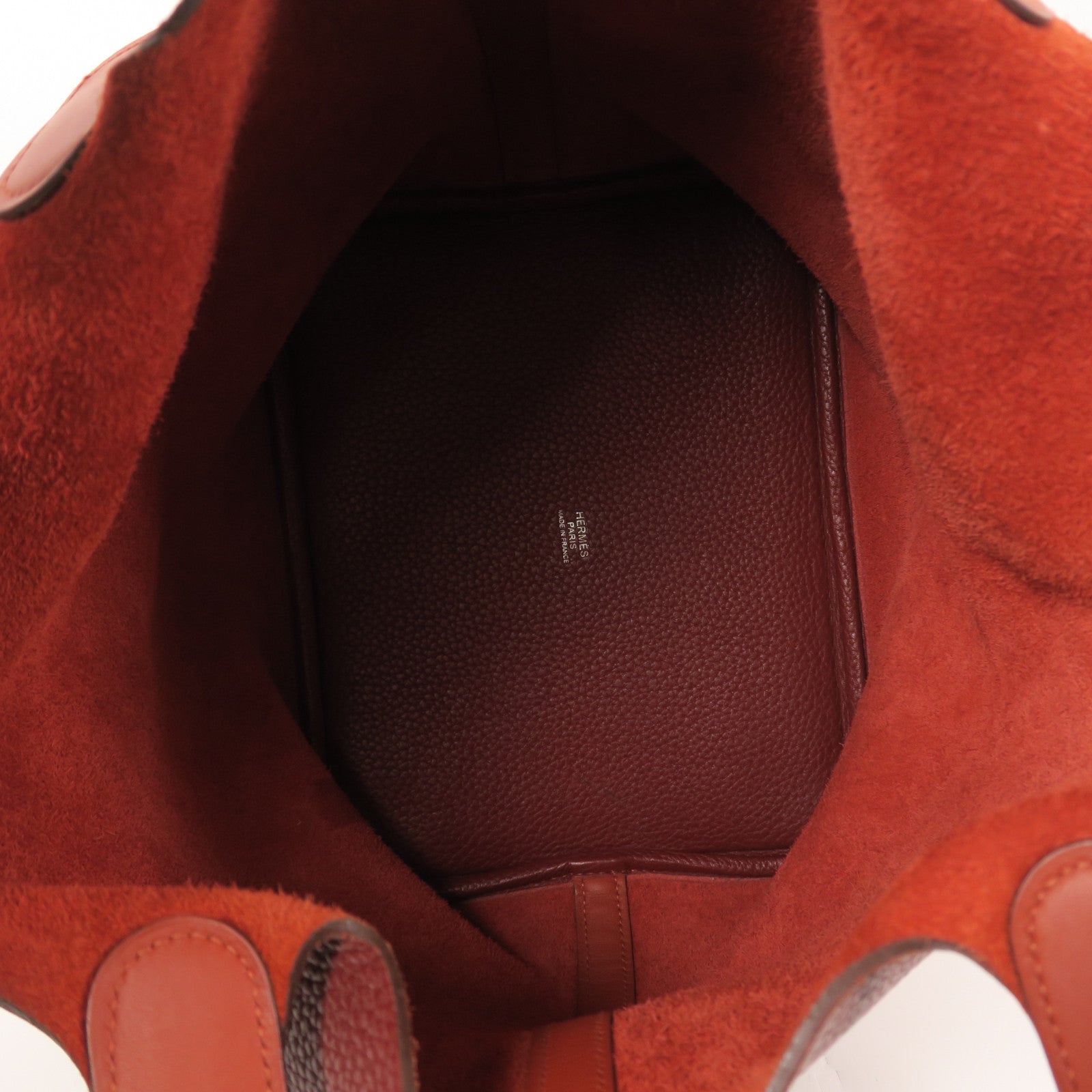 HERMES Clemence皮革Picotin MM銀扣手挽袋Rough/Brique