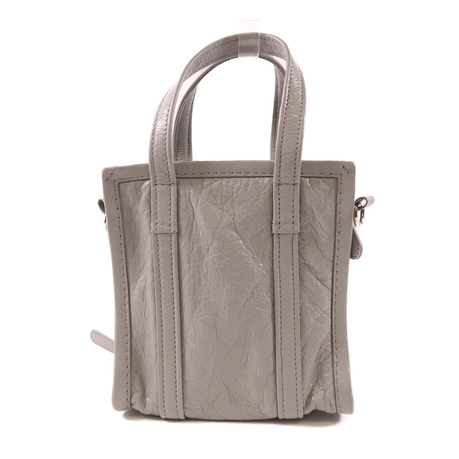 BALENCIAGA 牛皮皮革Bazaar Shopper XXS銀扣手挽肩背兩用袋