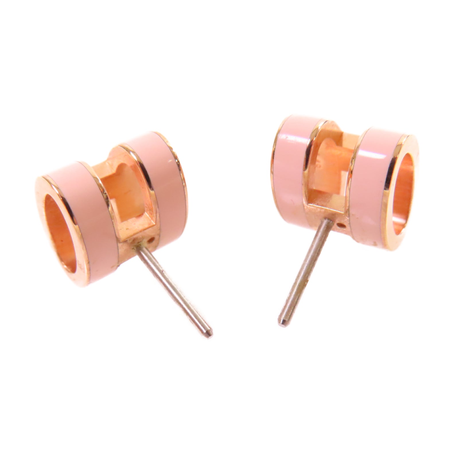 HERMES 金屬/琺瑯Pop H Earrings粉紅色
