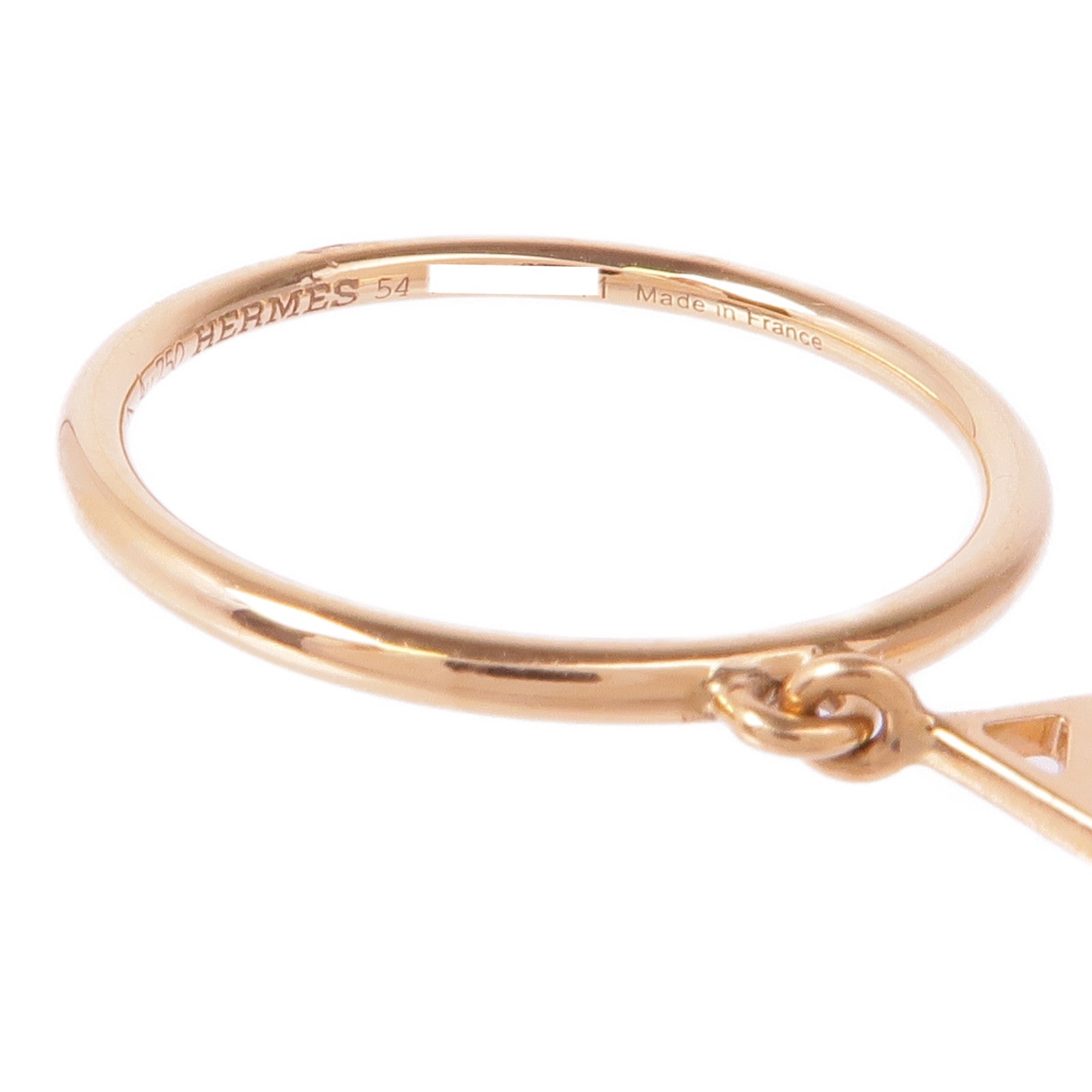 HERMES 18K玫瑰金Gambade H Ring戒指Hermes#54/US#6.75