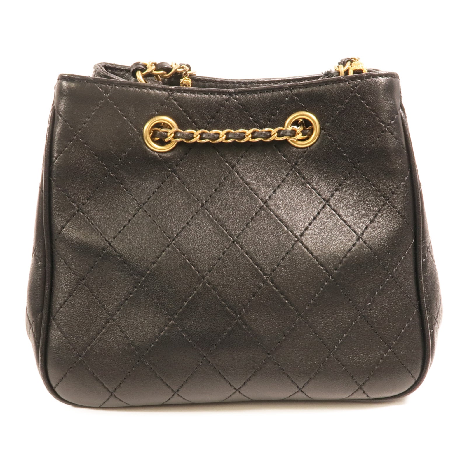 CHANEL 牛皮皮革Drawstring Bucket Bag金扣鏈帶肩背袋