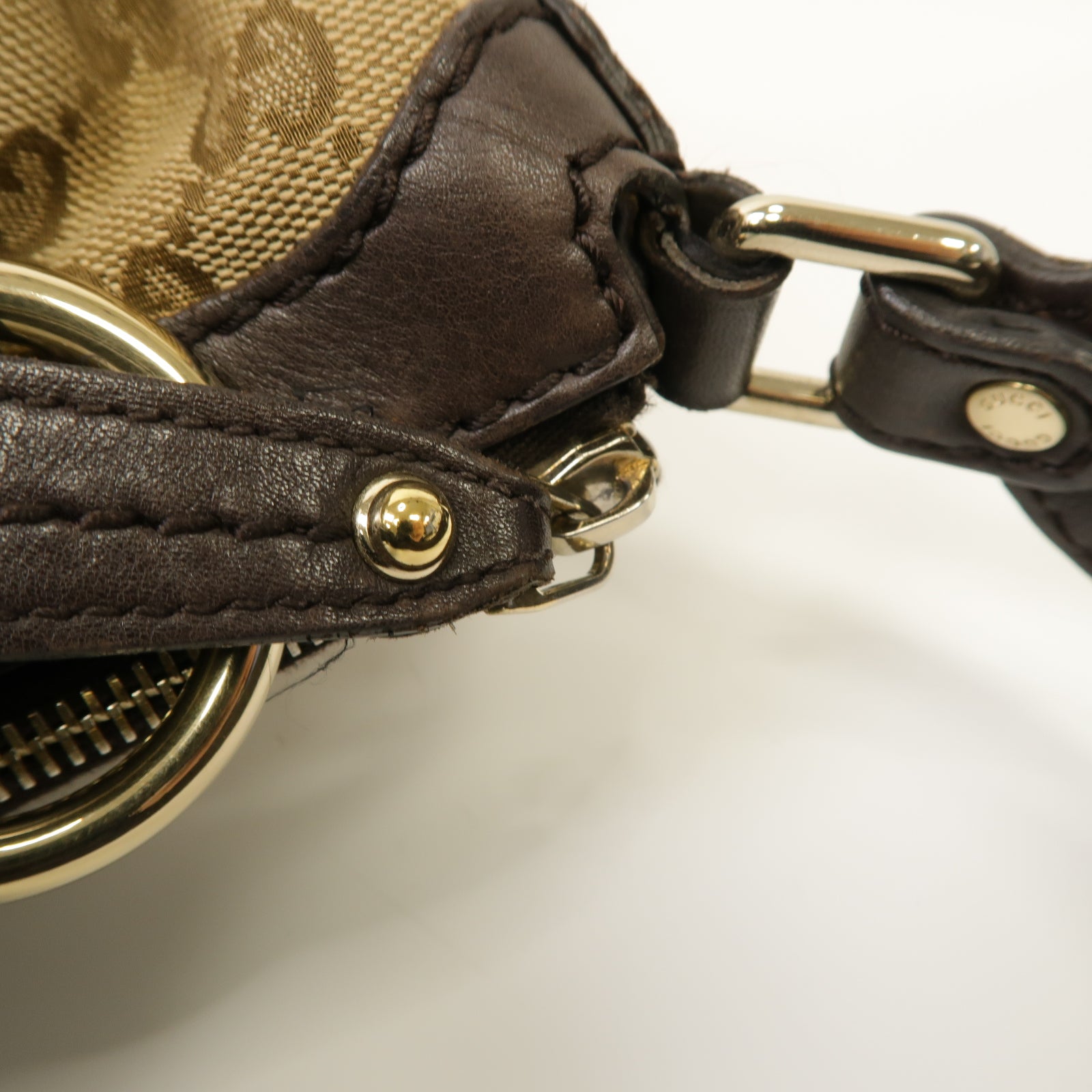 GUCCI 【激減優惠】帆布Shoulder Bag金扣肩背袋棕色