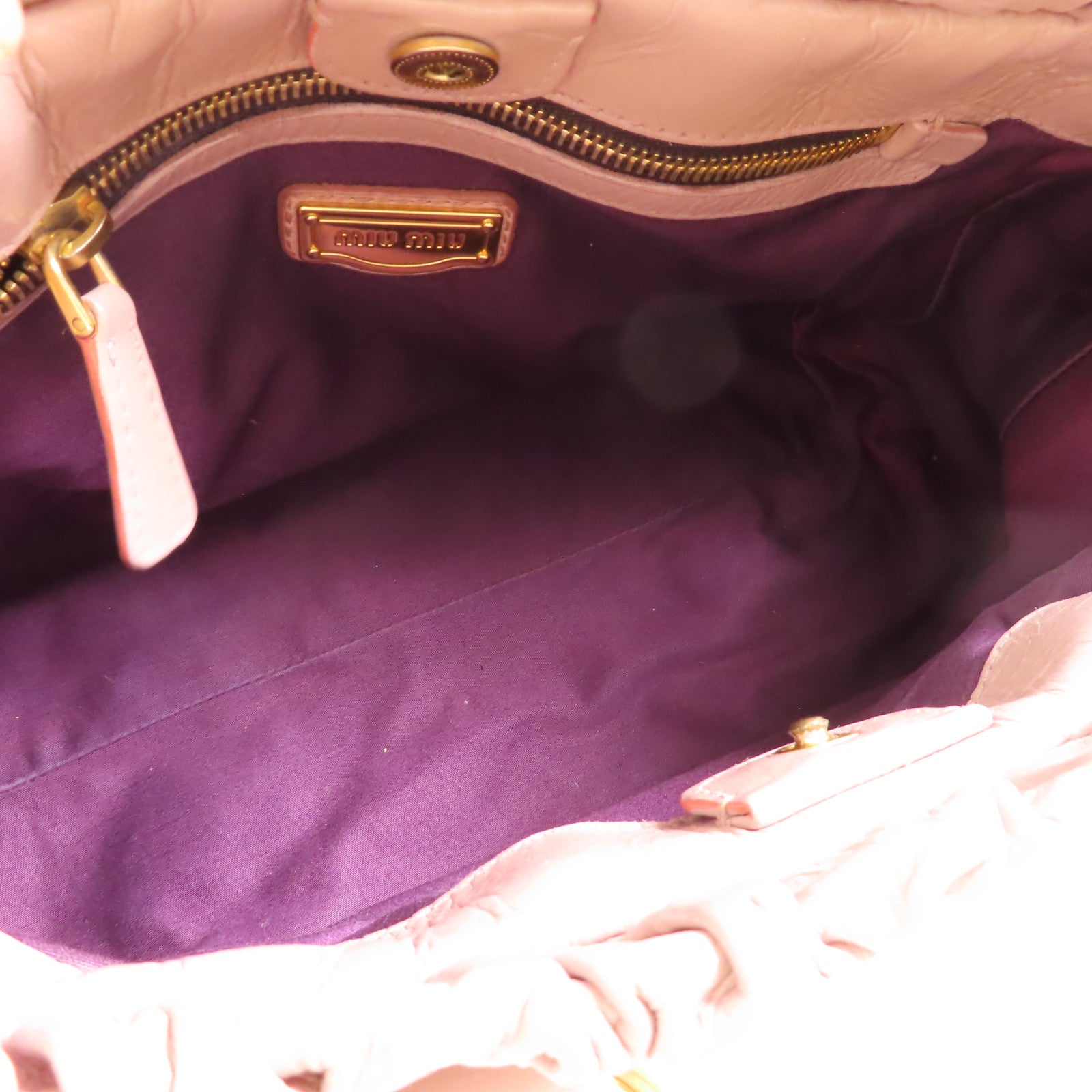 Miu Miu 牛皮皮革2 Way Shoulder金扣手挽肩背兩用袋紫色