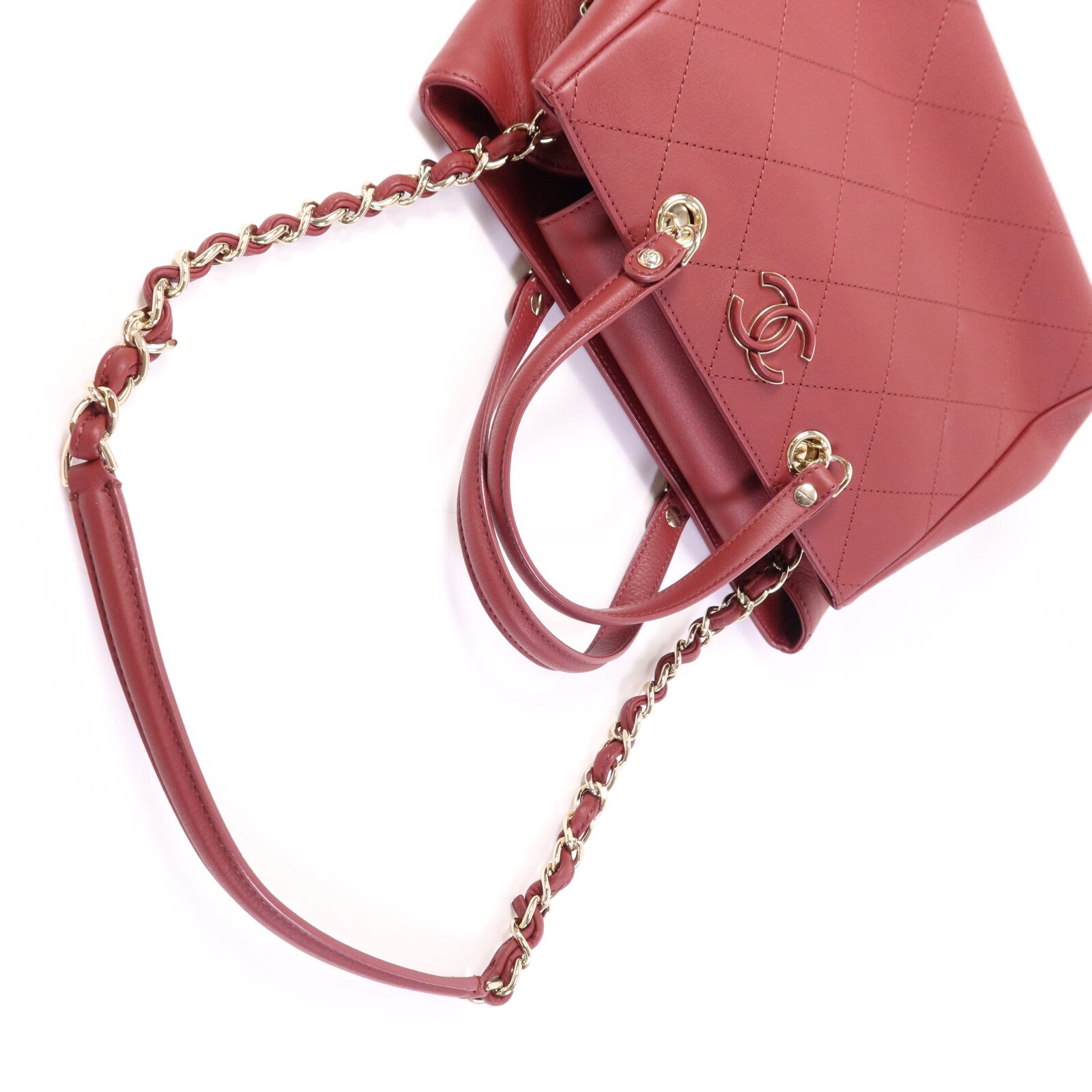 CHANEL 牛皮皮革2 Way Shoulder Bag金扣鏈帶肩背袋