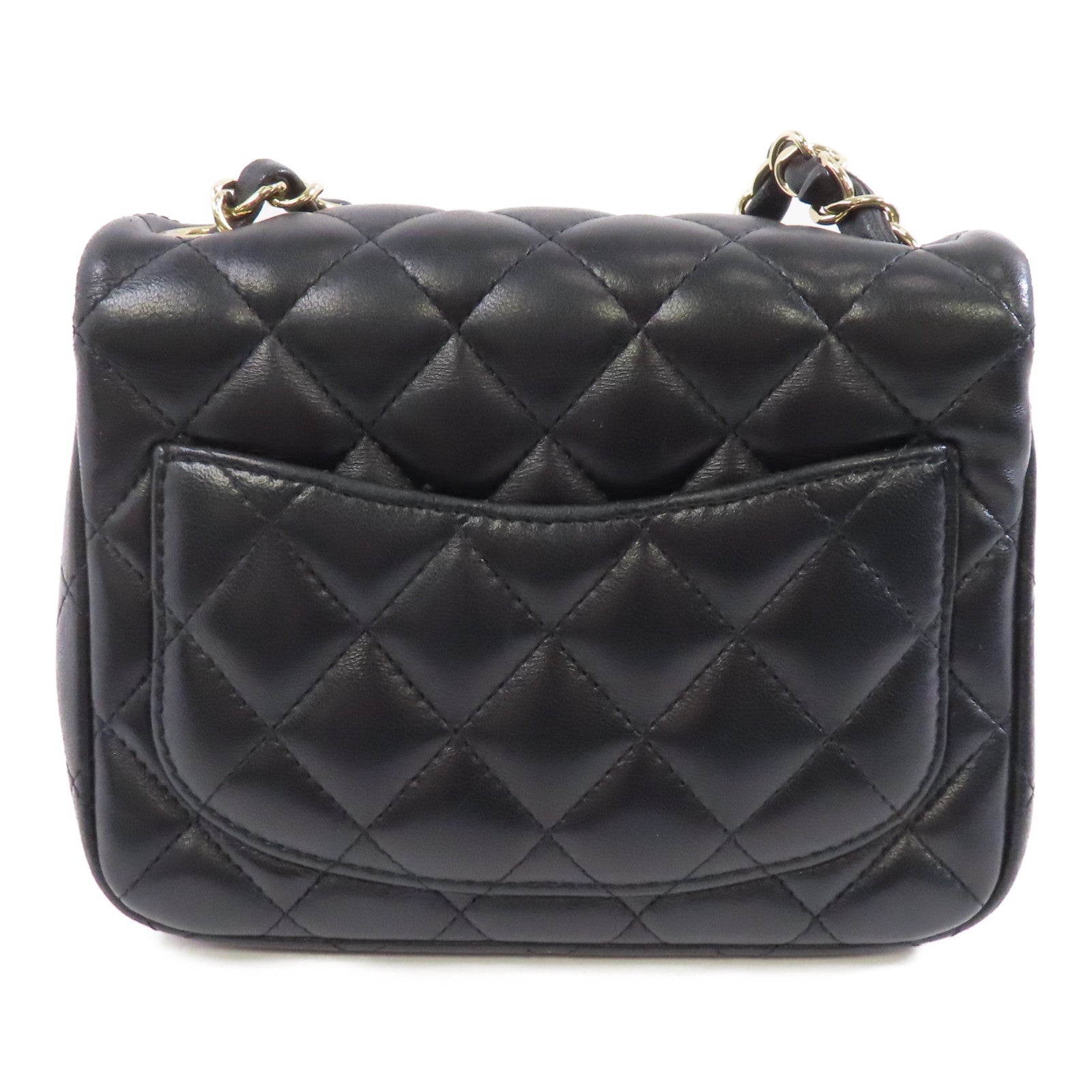 CHANEL 菱格羊皮皮革Classic Flap 17cm金扣鏈帶肩背袋黑色