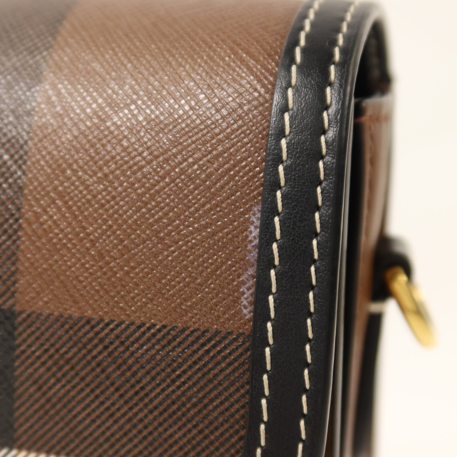 BURBERRY 牛皮皮革/塗層帆布Shoulder Bag金扣肩背袋