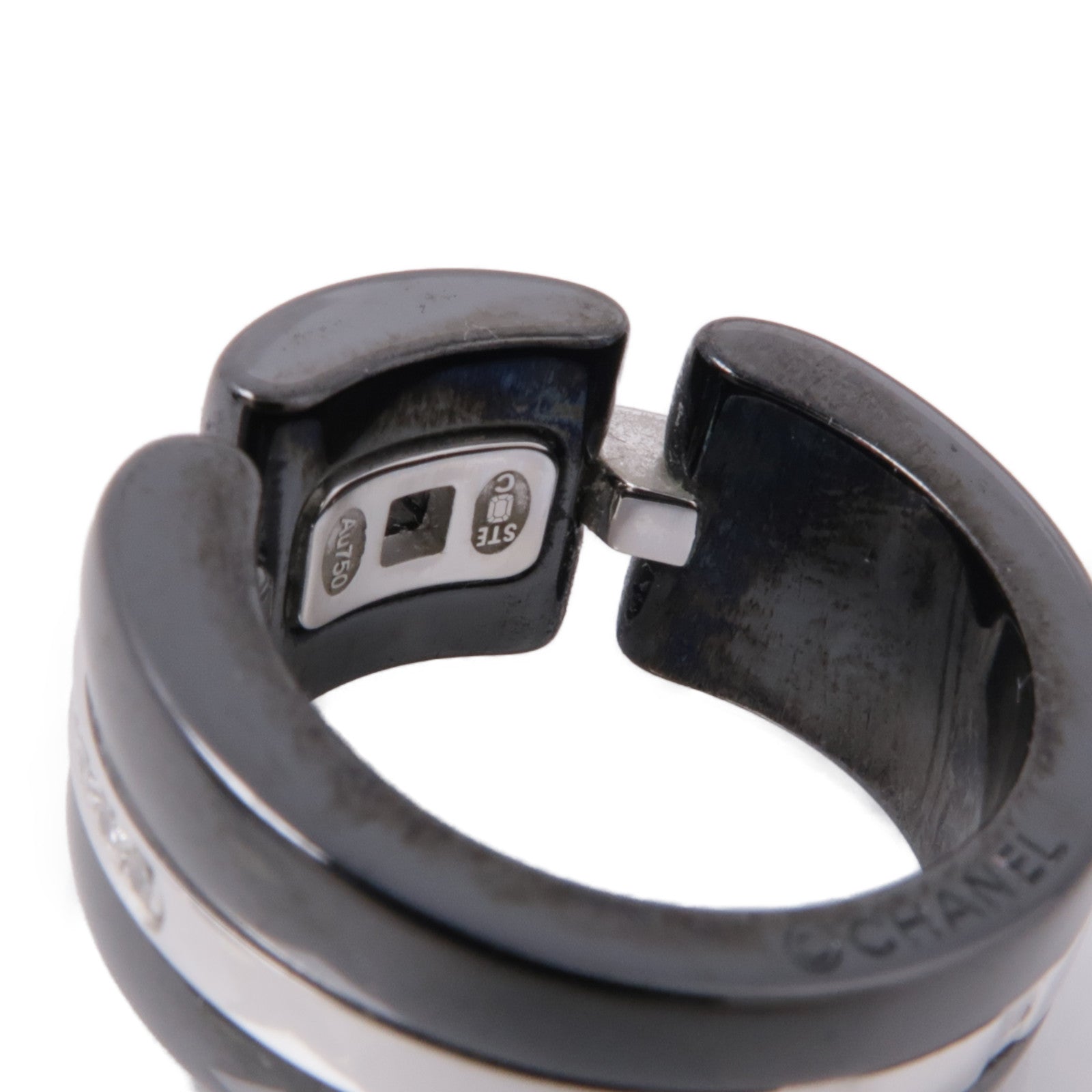 CHANEL 18K白金/陶瓷Ultra Ring戒指US#5.5