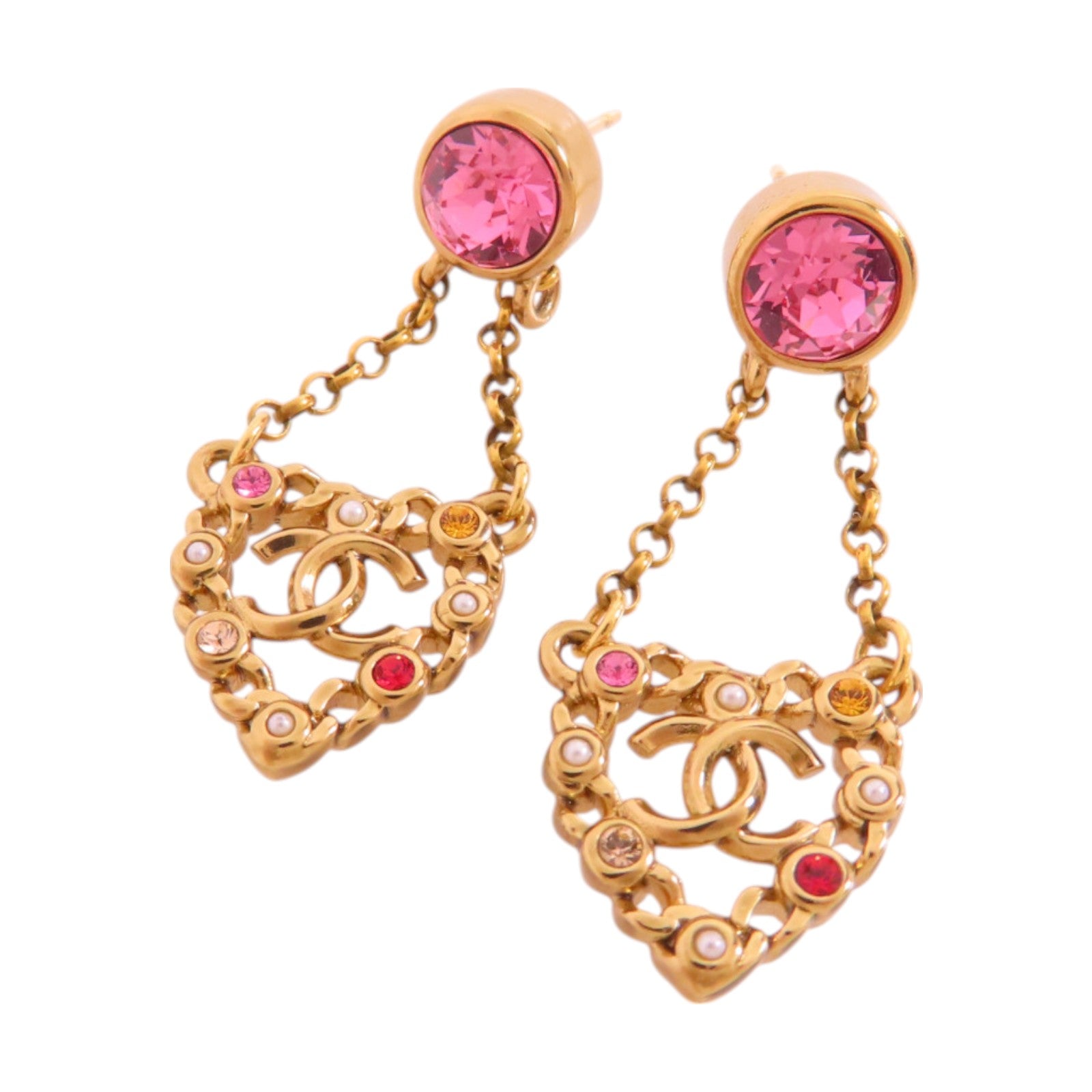 CHANEL 金屬/水鑽Earrings金扣耳環