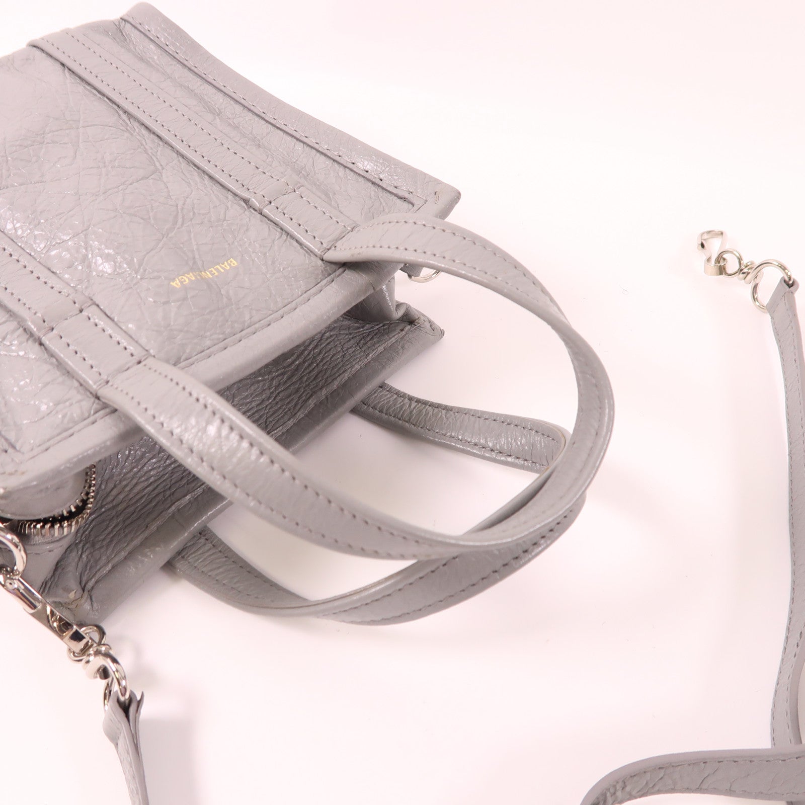 BALENCIAGA 牛皮皮革Bazaar Shopper XXS銀扣手挽肩背兩用袋