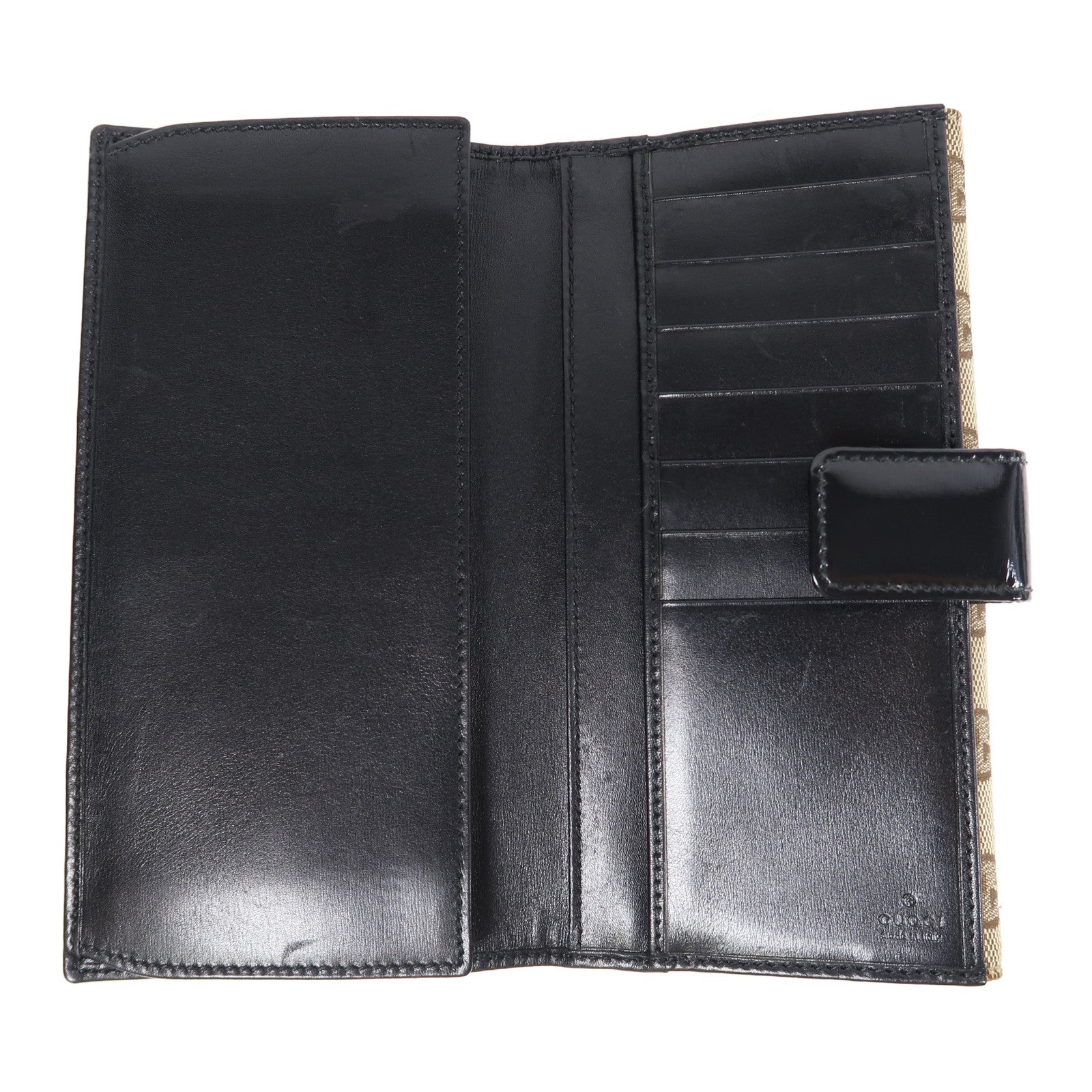 GUCCI 帆布Long Wallet銀扣長錢包啡色