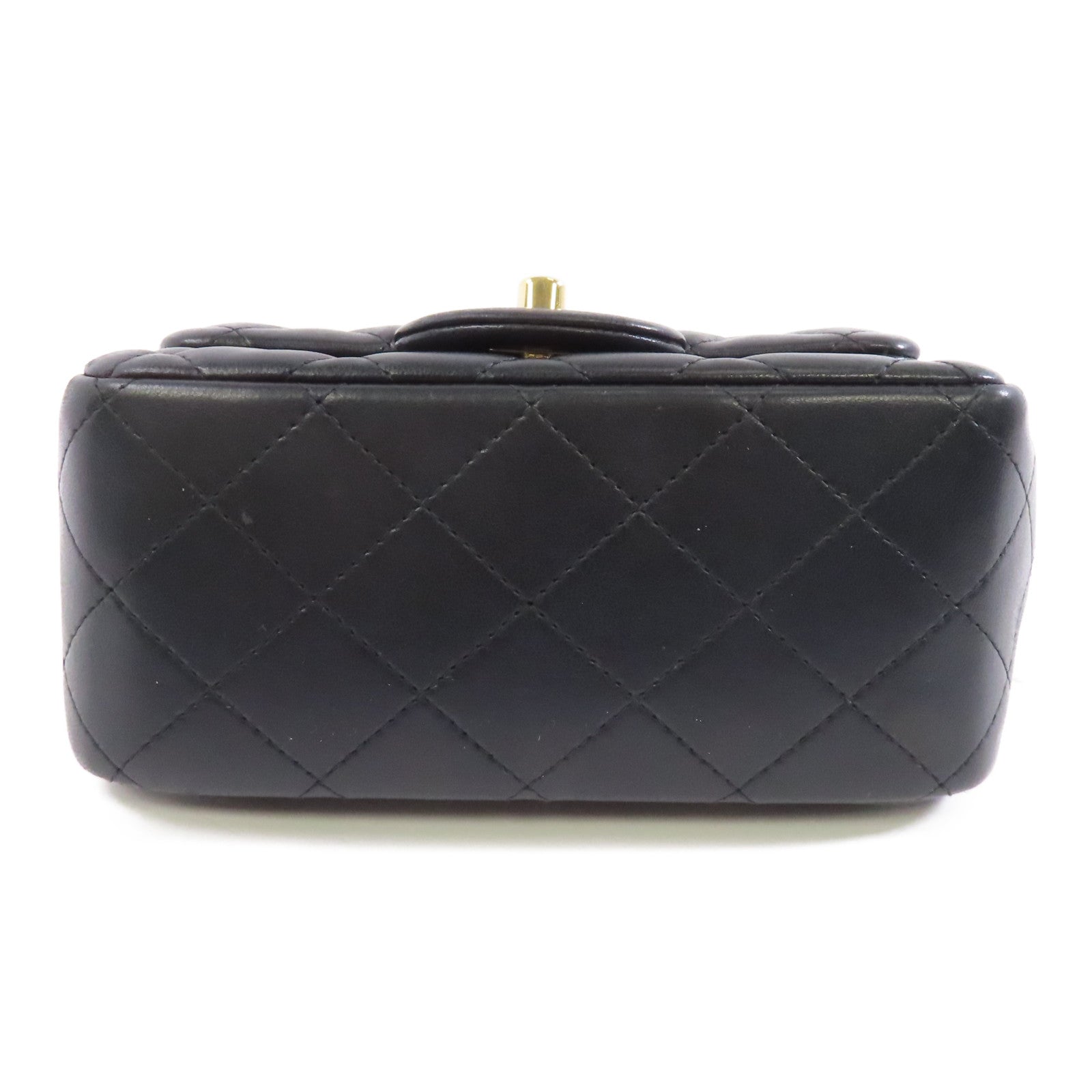 CHANEL 菱格羊皮皮革Classic Flap 17cm金扣鏈帶肩背袋黑色