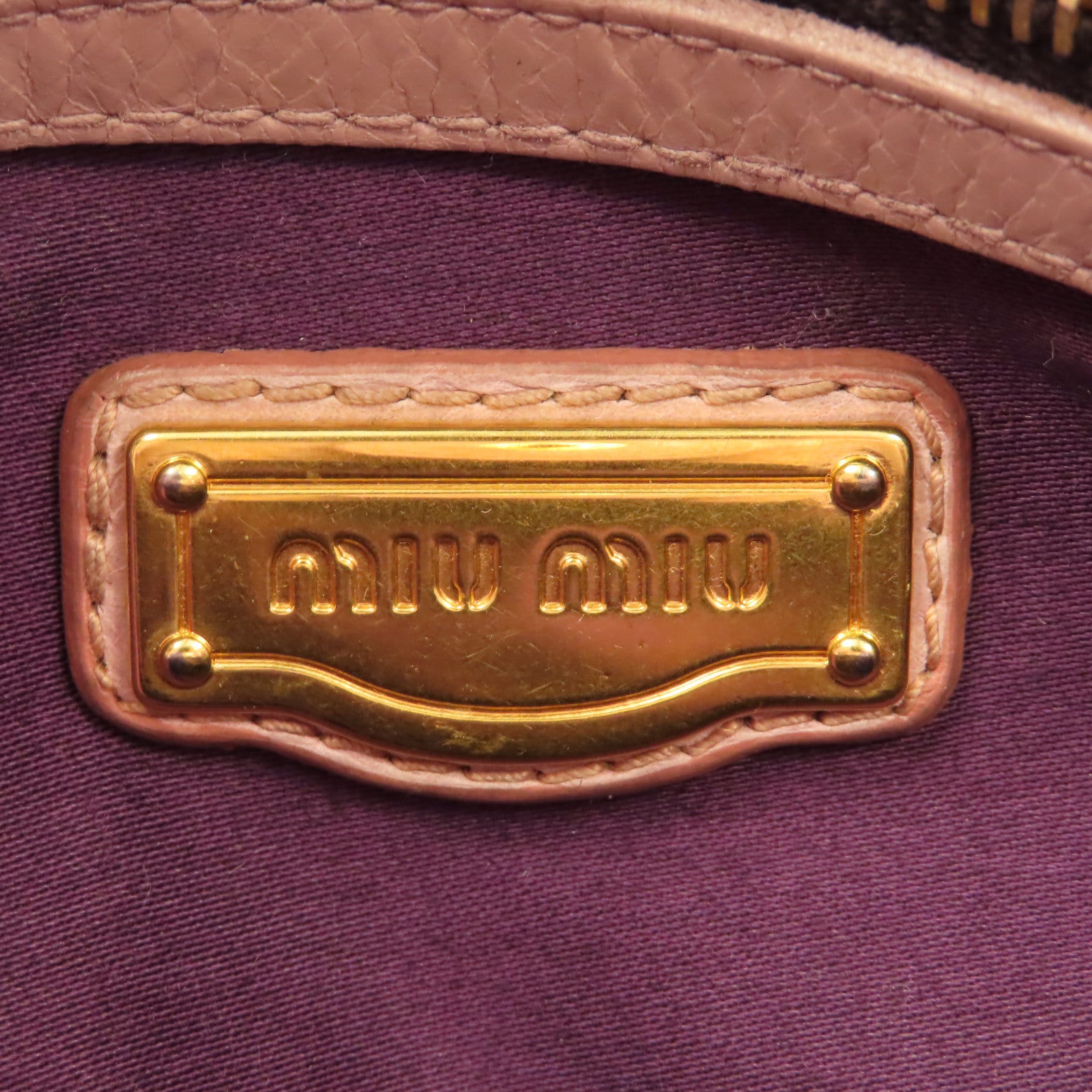 Miu Miu 牛皮皮革2 Way Shoulder金扣手挽肩背兩用袋紫色