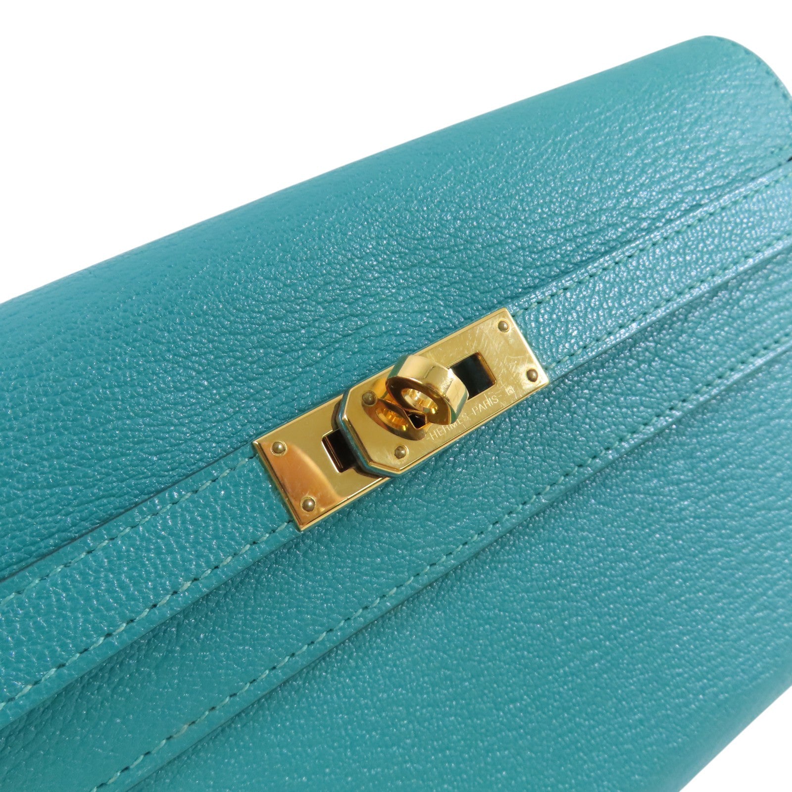 HERMES GHW Kelly Long Wallet Chevre Leather