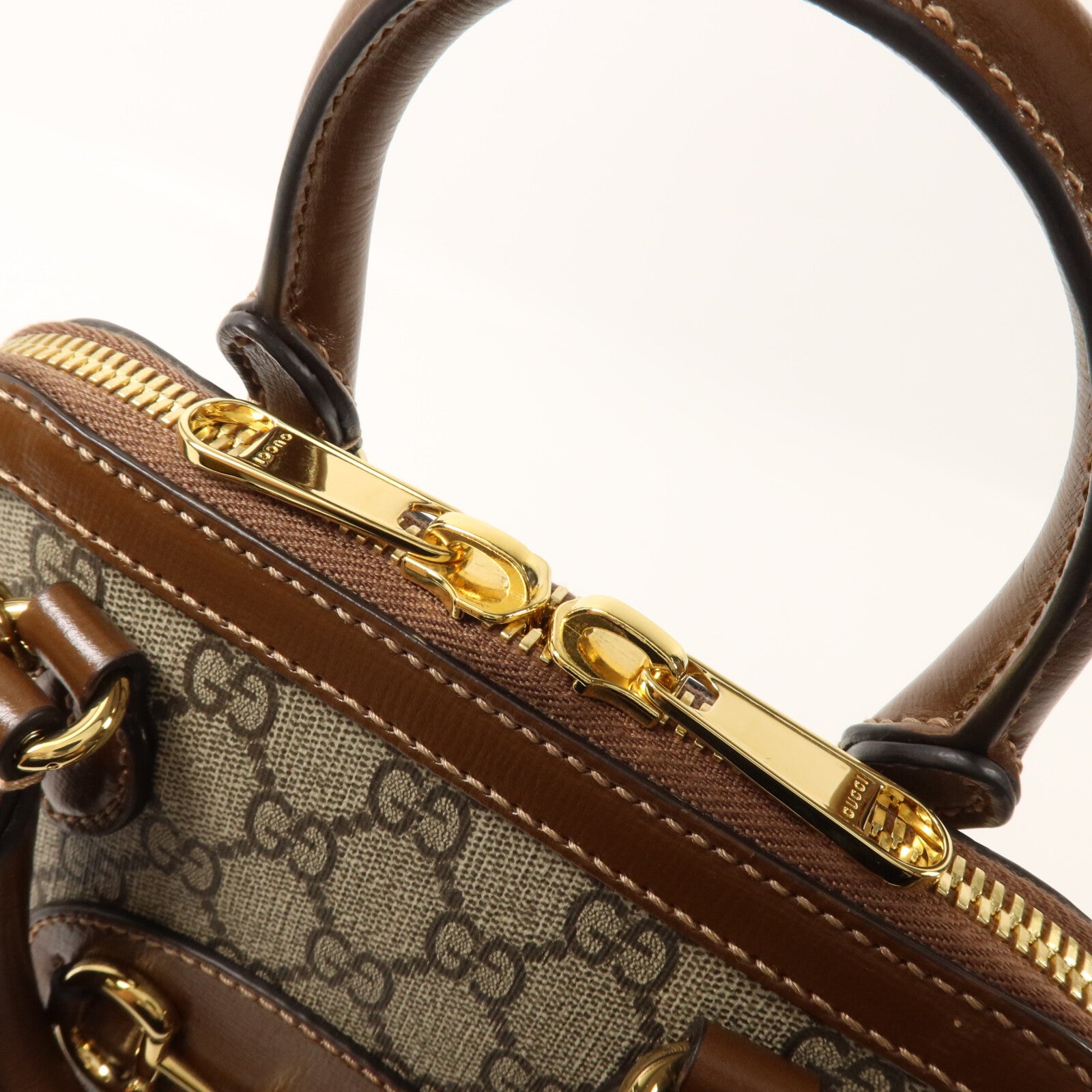 GUCCI 塗層帆布Horsebit 1955 Top Handle手挽肩背兩用袋