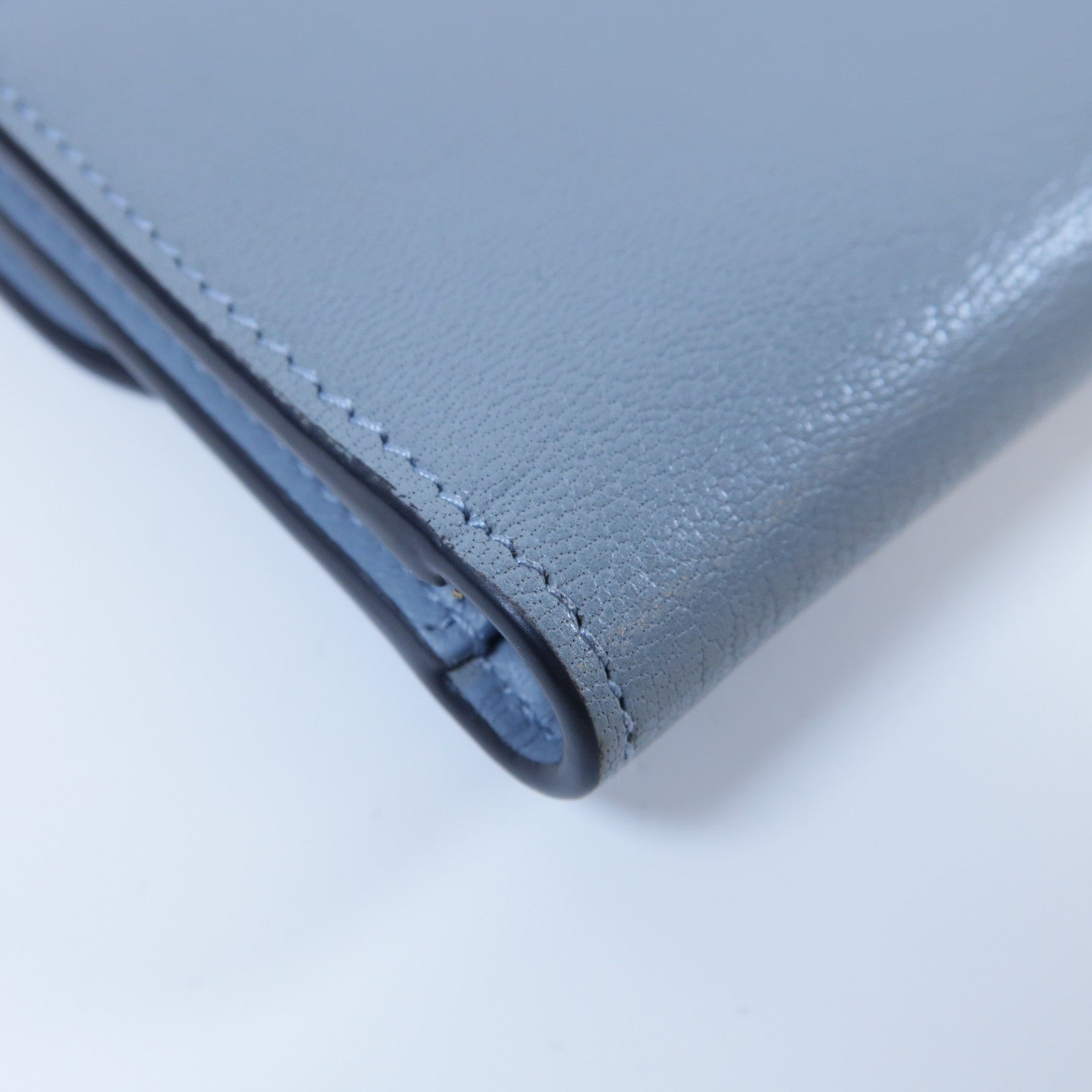 Dior 【激減優惠】牛皮皮革Saddle Medium Wallet金扣錢包灰藍色