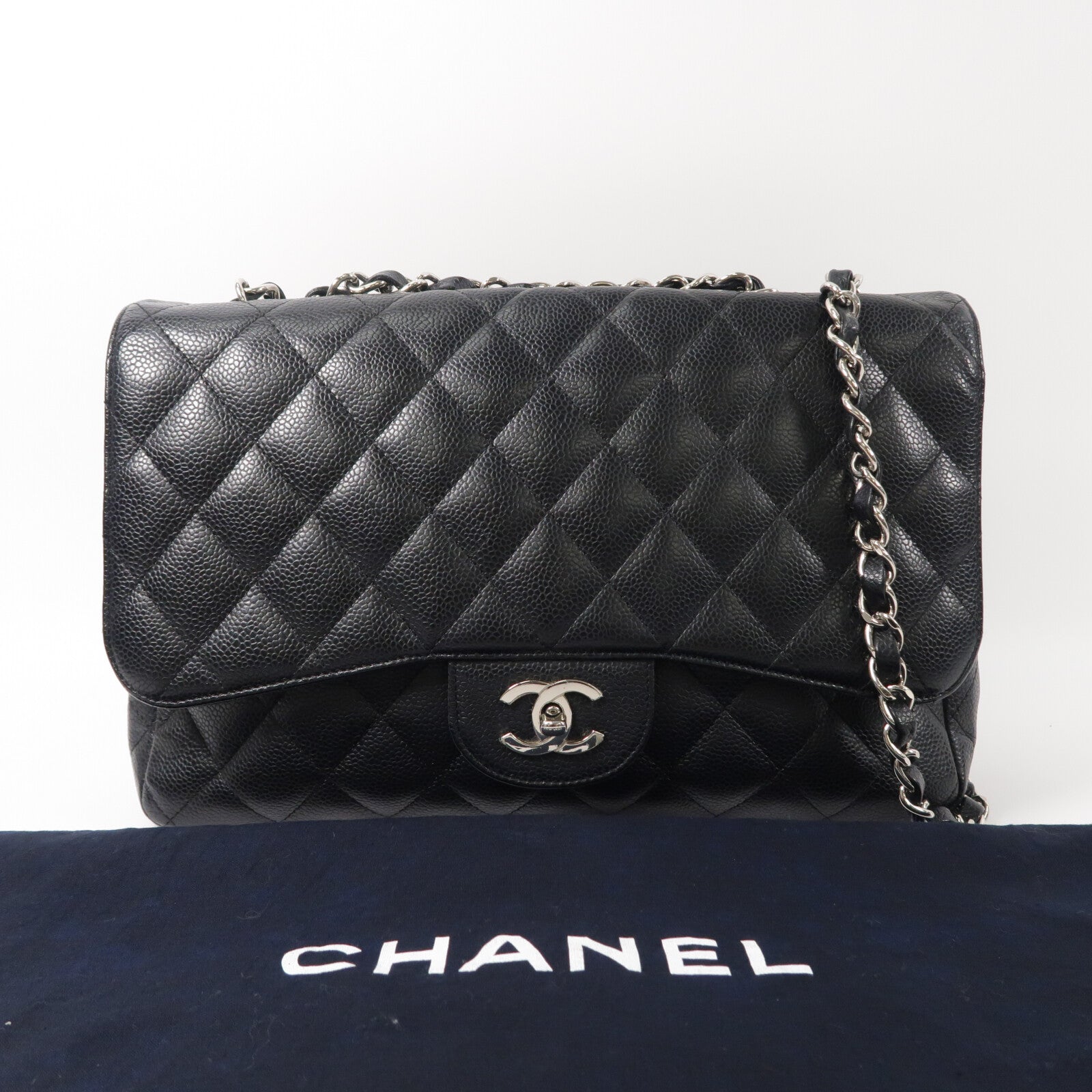 CHANEL 牛皮皮革Large Classic鏈帶肩背袋