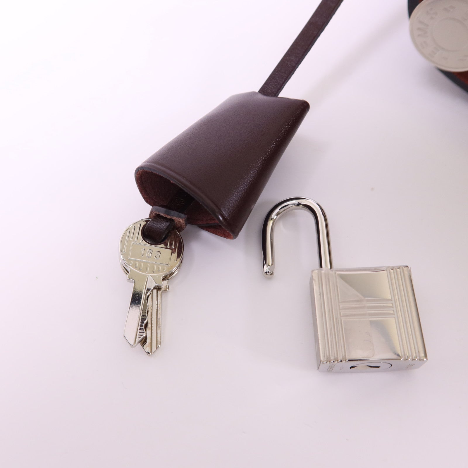 HERMES 帆布Herbag PM銀扣手挽肩背兩用袋Beton//Rouge Sellier