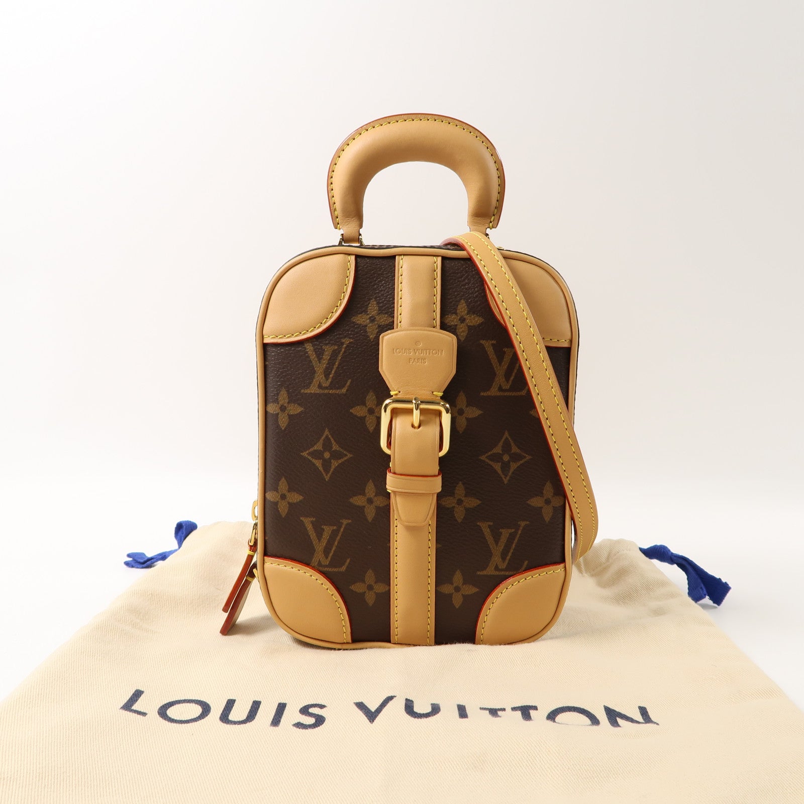 LOUIS VUITTON 【激減優惠】塗層帆布Verticale金扣手挽肩背兩用袋啡色