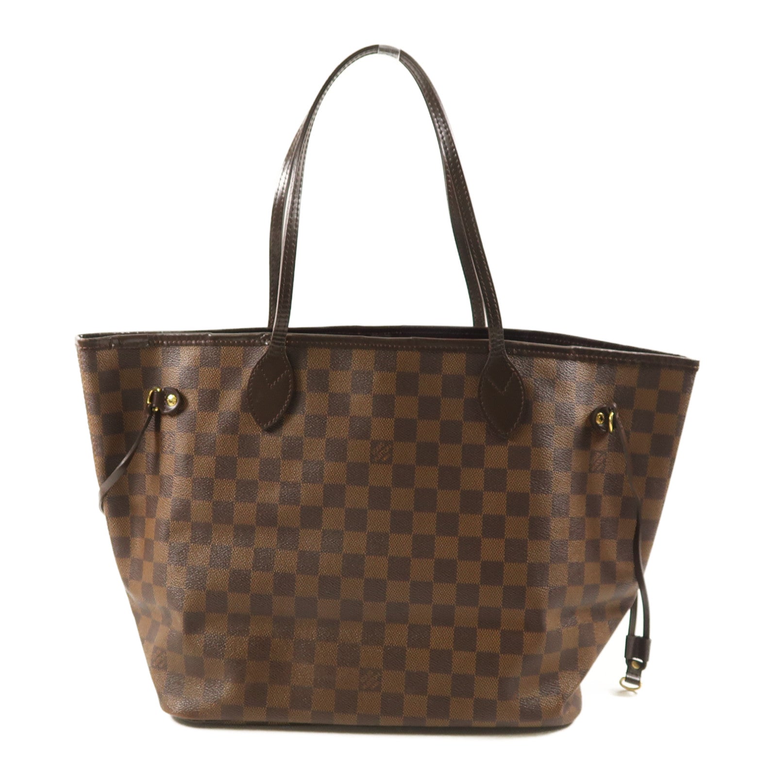 LOUIS VUITTON Damier Neverfull MM金扣肩背袋/手挽袋啡色