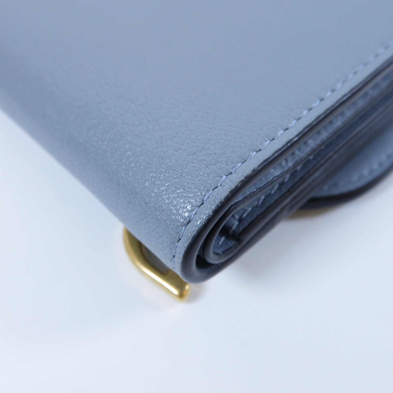 Dior 【激減優惠】牛皮皮革Saddle Medium Wallet金扣錢包灰藍色