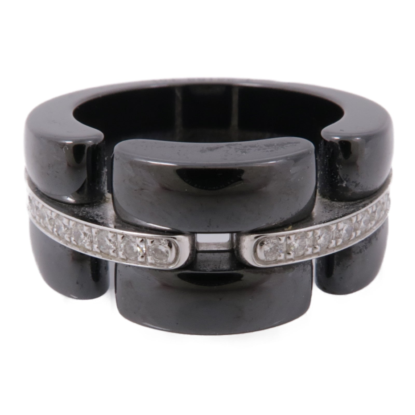 CHANEL 18K白金/陶瓷Ultra Ring戒指US#5.5