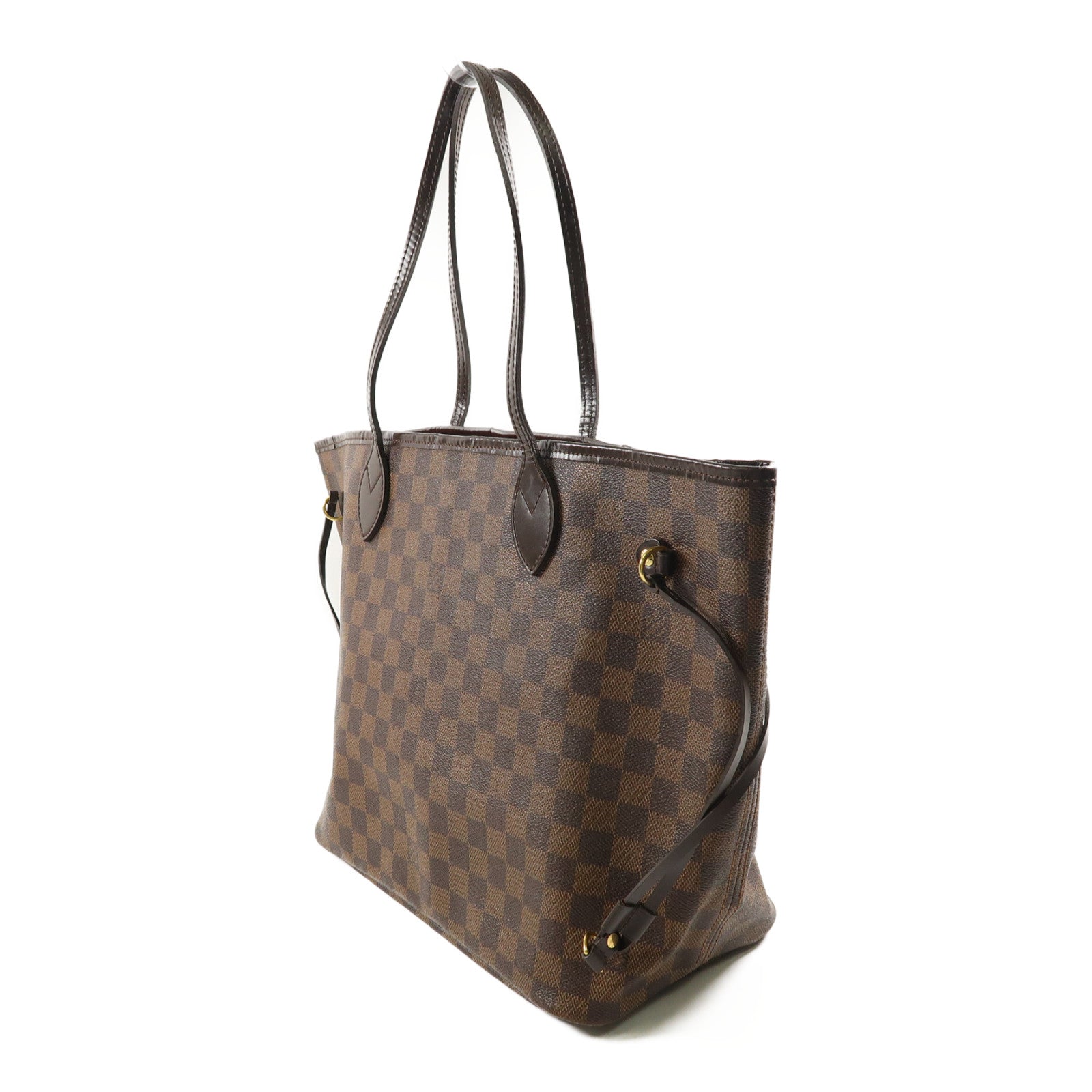 LOUIS VUITTON Damier Neverfull MM金扣肩背袋/手挽袋啡色