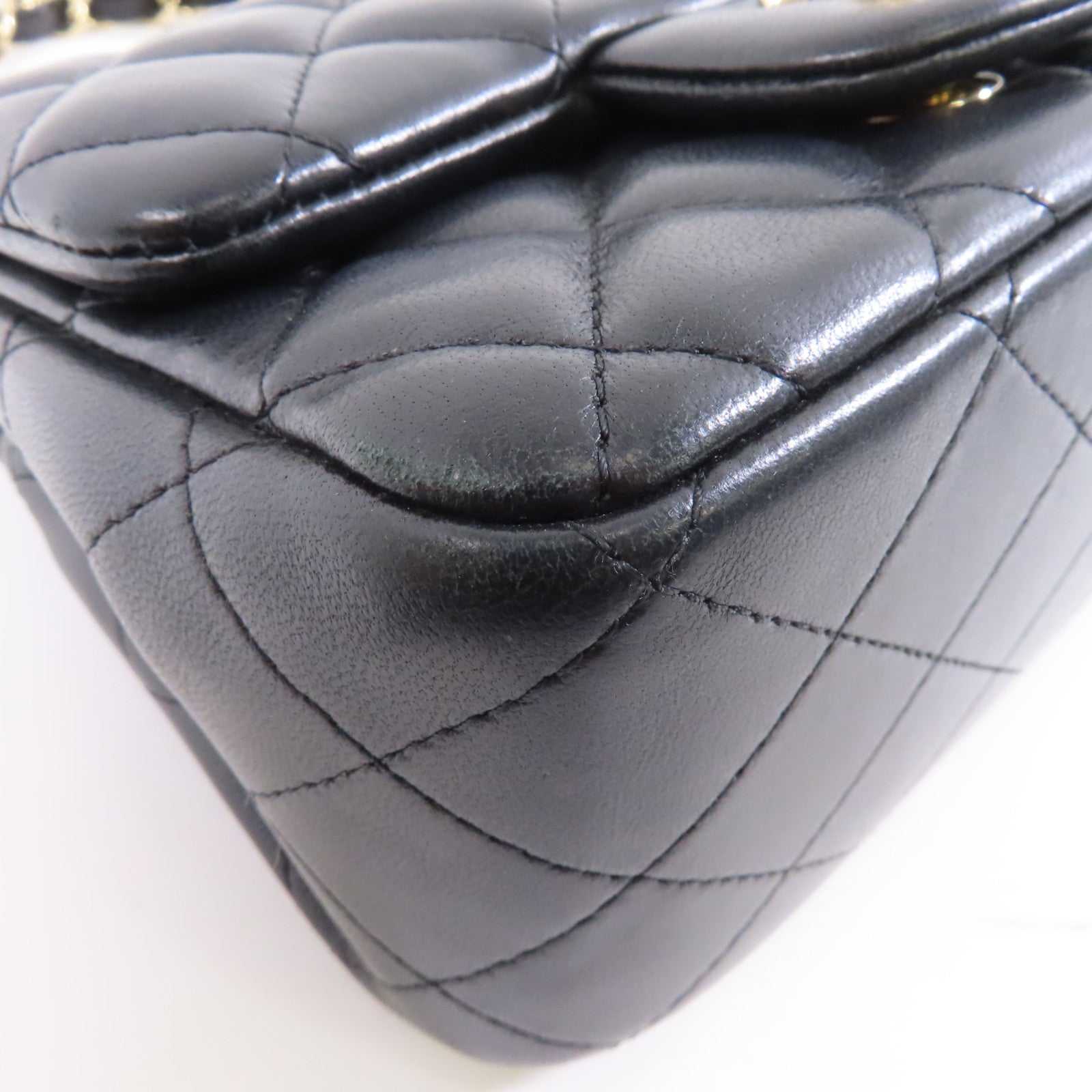 CHANEL 菱格羊皮皮革Classic Flap 17cm金扣鏈帶肩背袋黑色